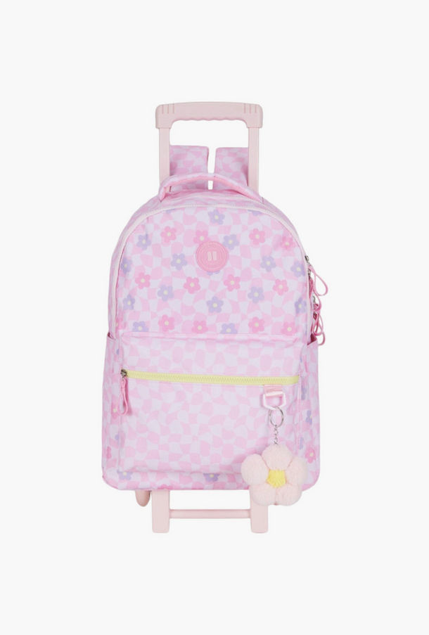 PAUSE Printed Trolley Backpack with Retractable Handle and Zip Closure - 27x10x31 cms-school-image-1