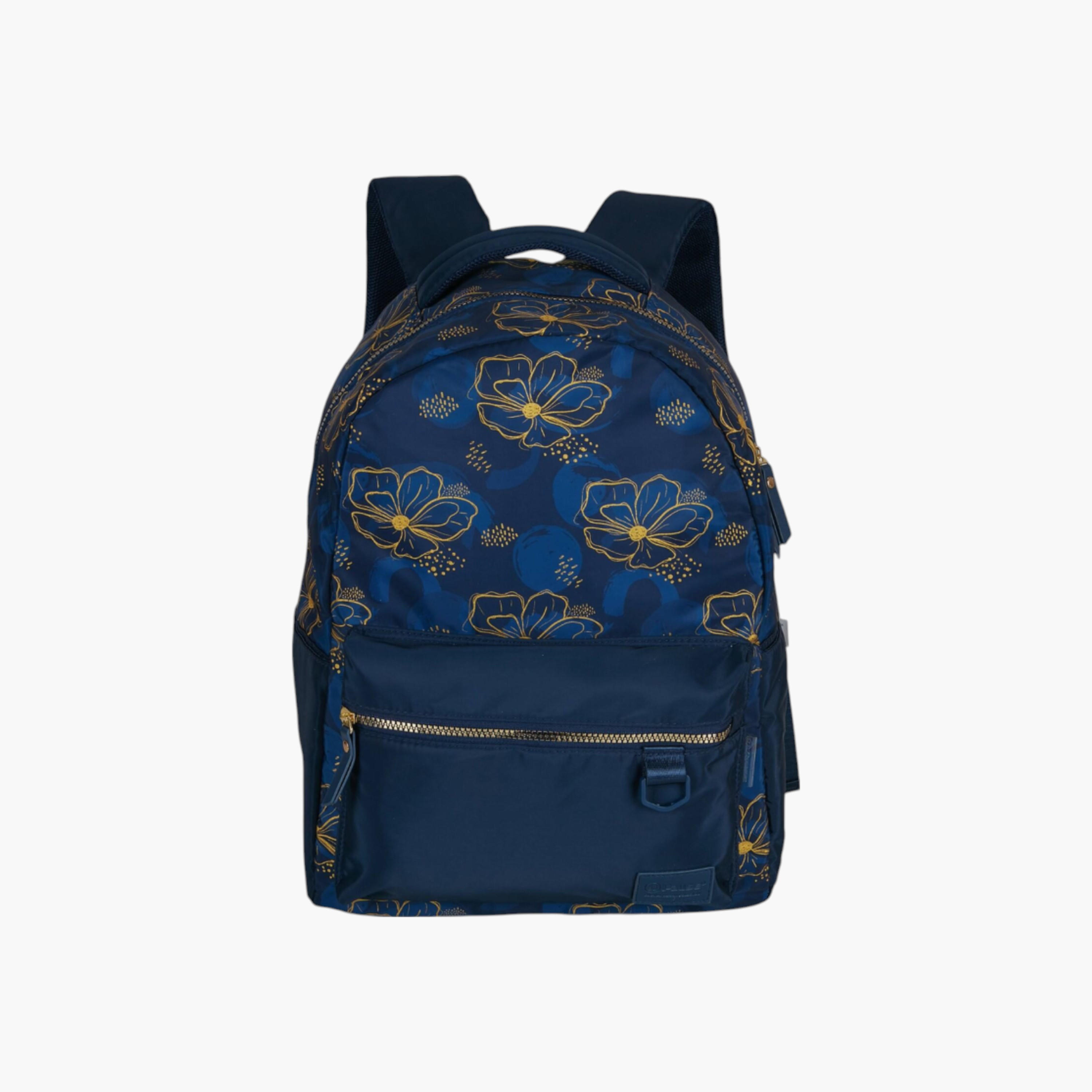 شنطة ظهر بأحزمة قابلة للتعديل وسحاب إغلاق وطبعات زهرية من بوز - 6x12x21 سم-school-bagsandbackpacks-backpacks-image-1