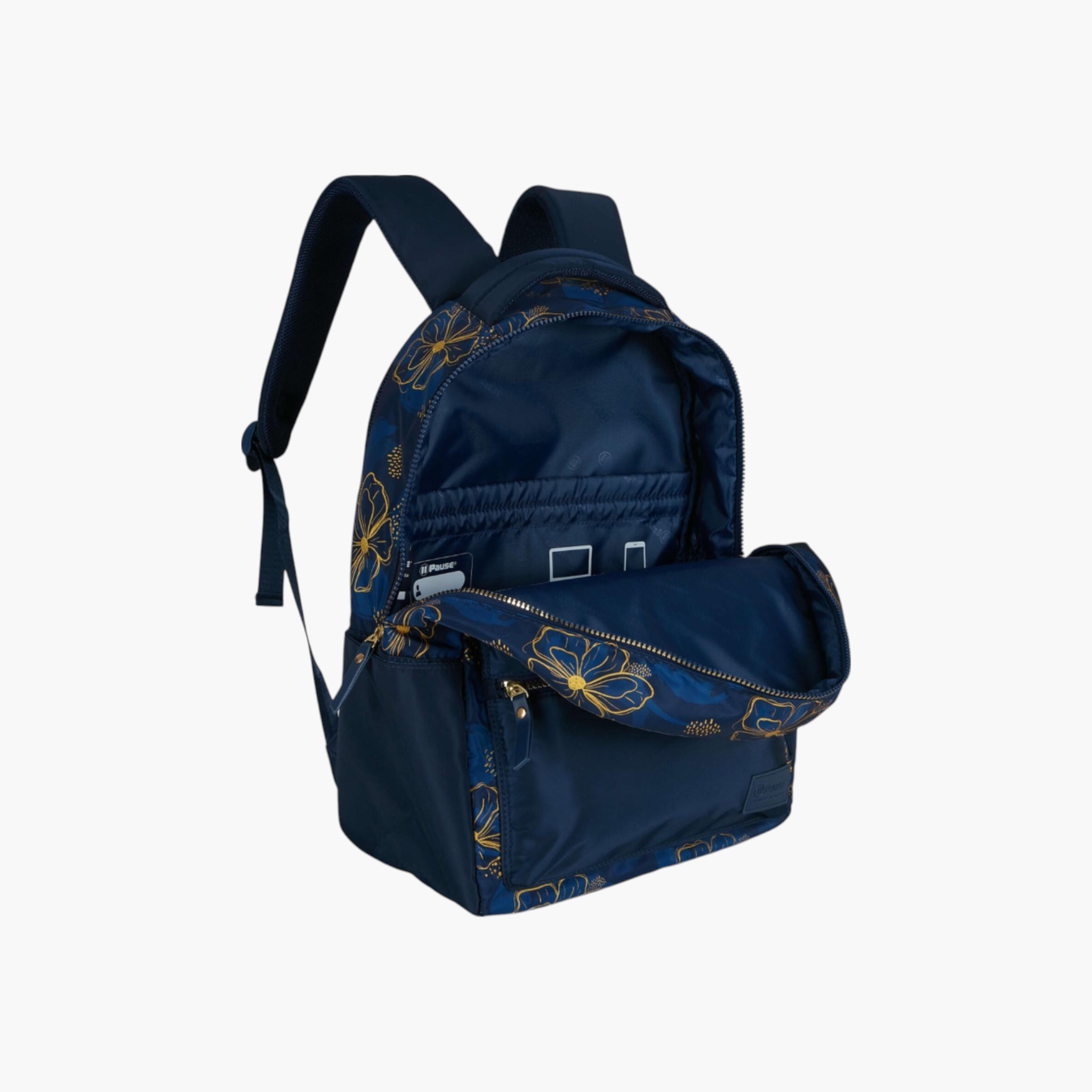 PAUSE Floral Print Backpack with Adjustable Straps and Zip Closure - 6x12x21 cms-school-bagsandbackpacks-backpacks-image-2