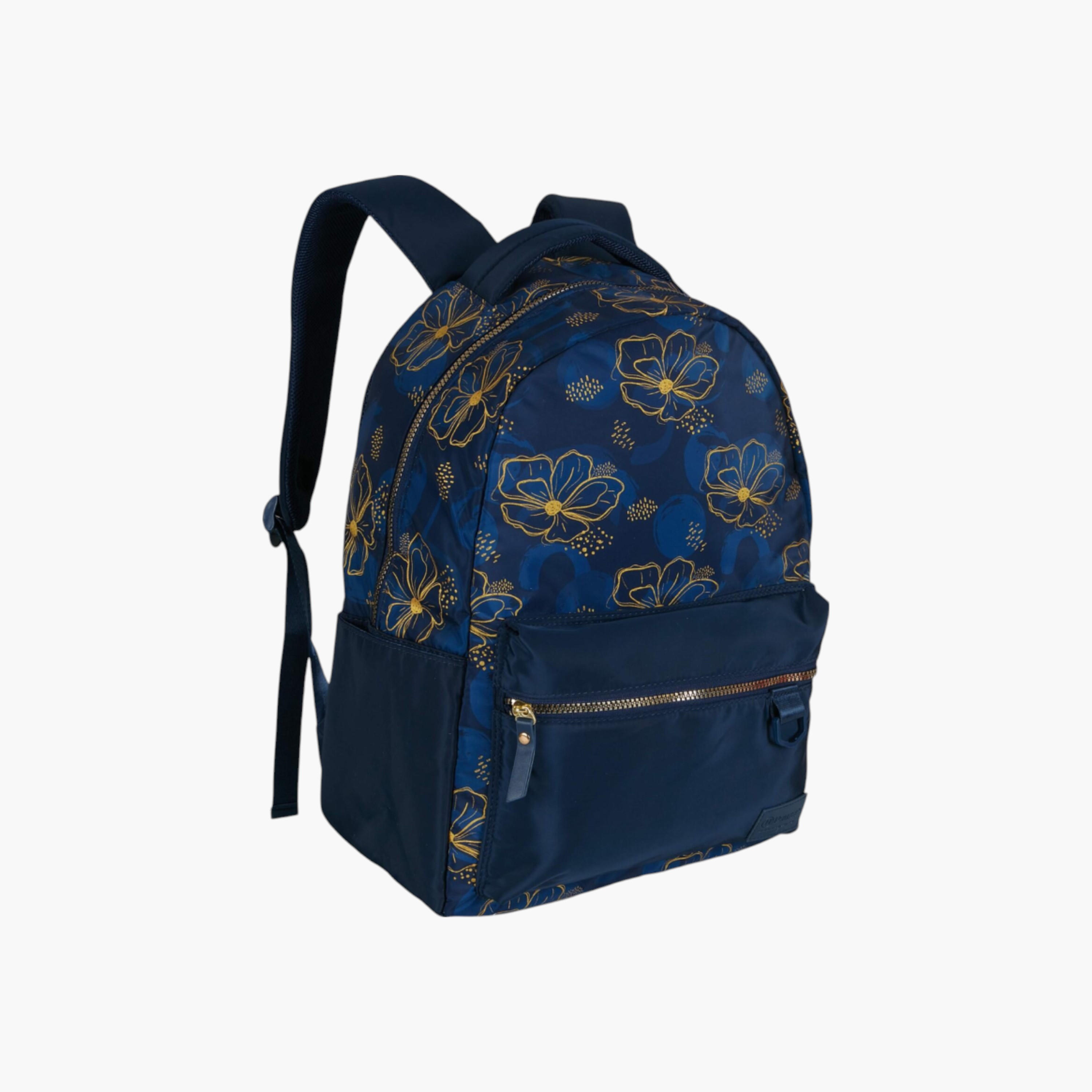 PAUSE Floral Print Backpack with Adjustable Straps and Zip Closure - 6x12x21 cms-school-bagsandbackpacks-backpacks-image-4