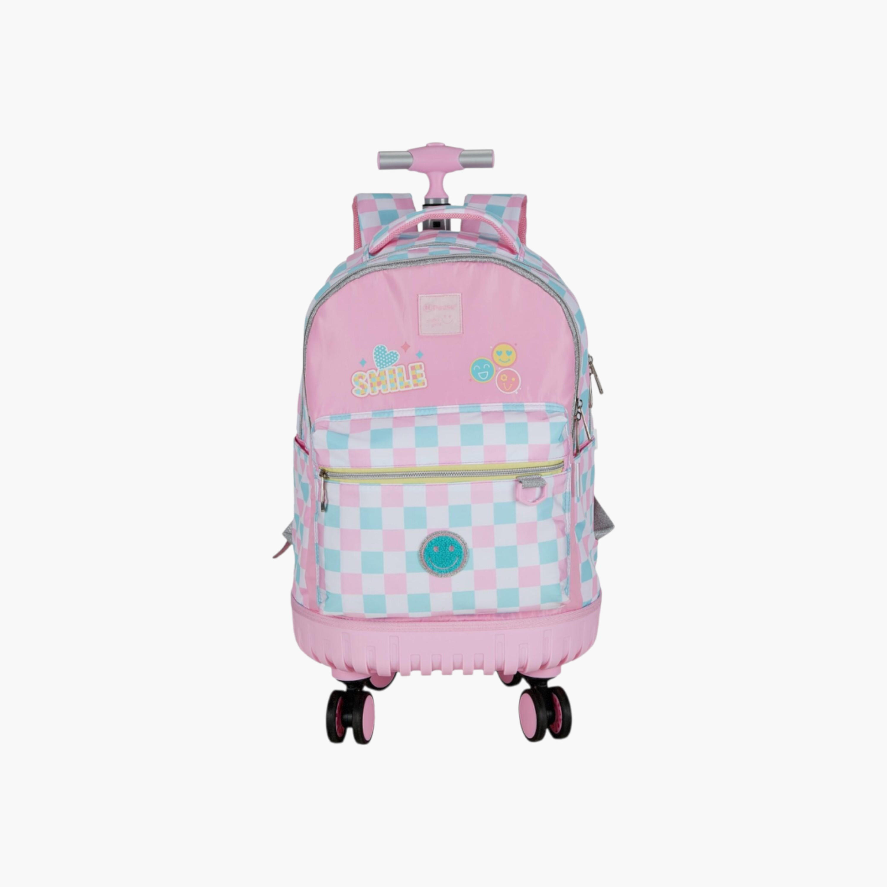 PAUSE Printed Trolley Backpack with Retractable Handle - 27x10x31 cms-school-bagsandbackpacks-trolleybags-image-1