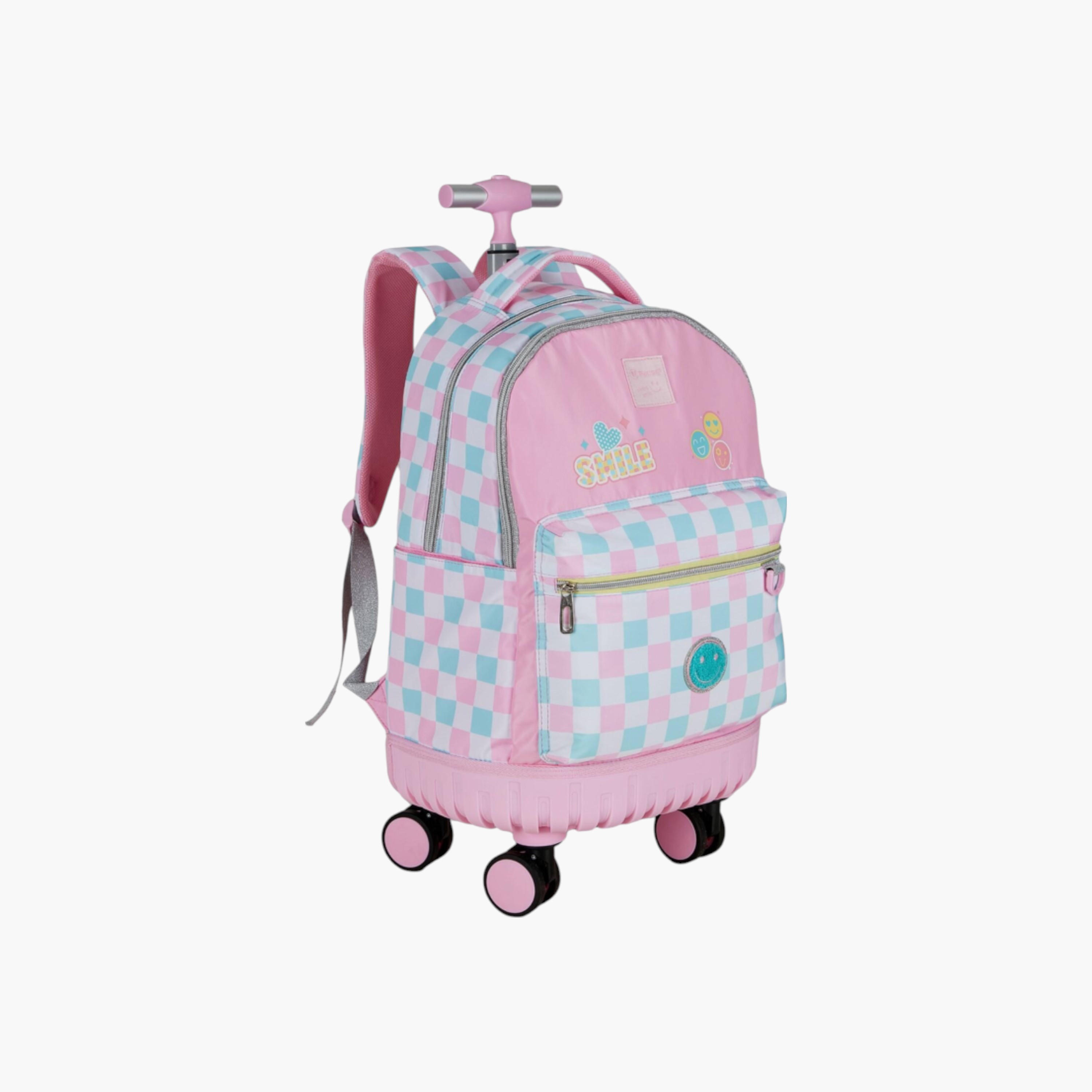 شنطة ظهر ترولي بمقبض قابل للسحب وطبعات من بوز - 27x10x31 سم-school-bagsandbackpacks-trolleybags-image-2