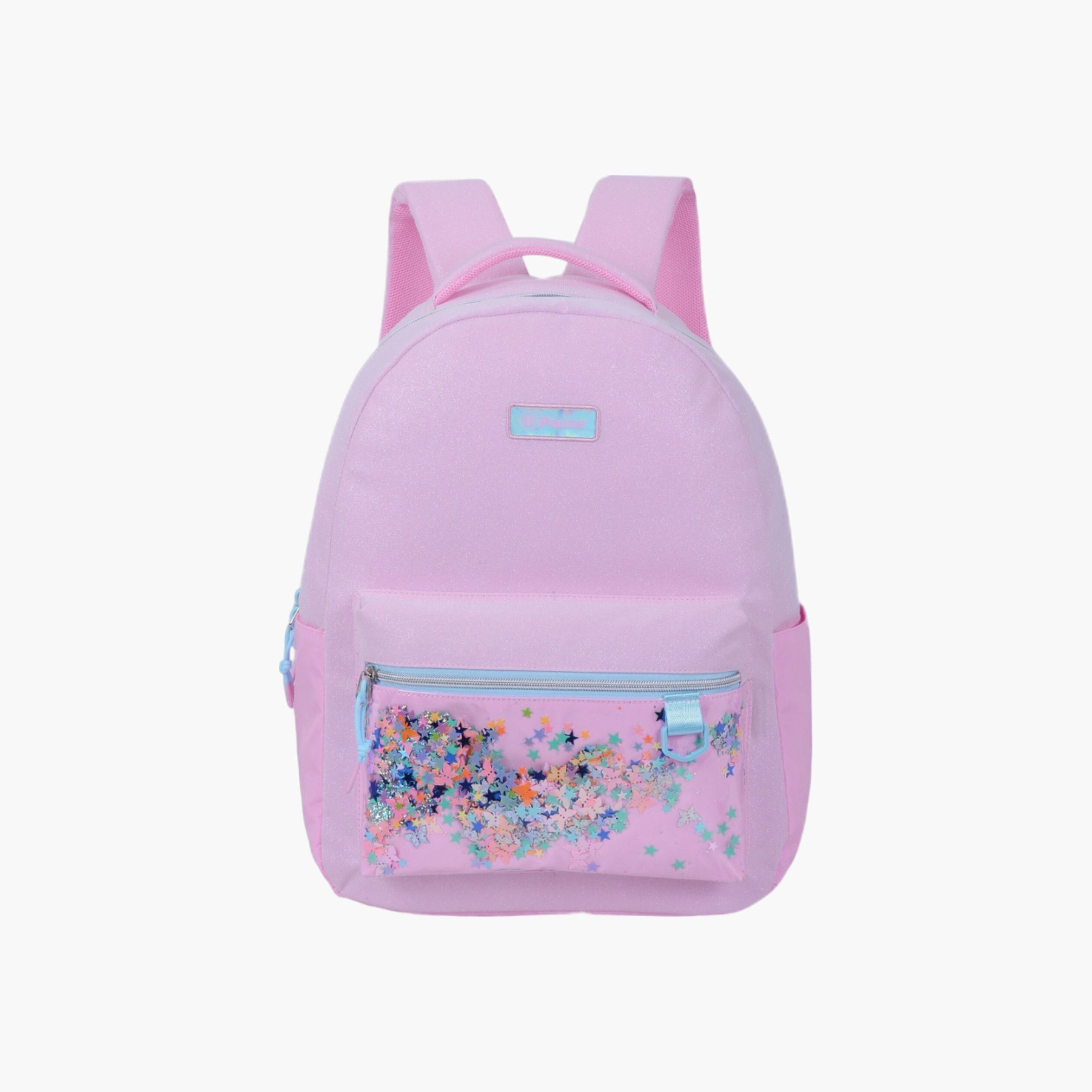 PAUSE Confetti Accent Backpack with Adjustable Straps and Zip Closure - 6x12x21 cms-school-bagsandbackpacks-backpacks-image-1