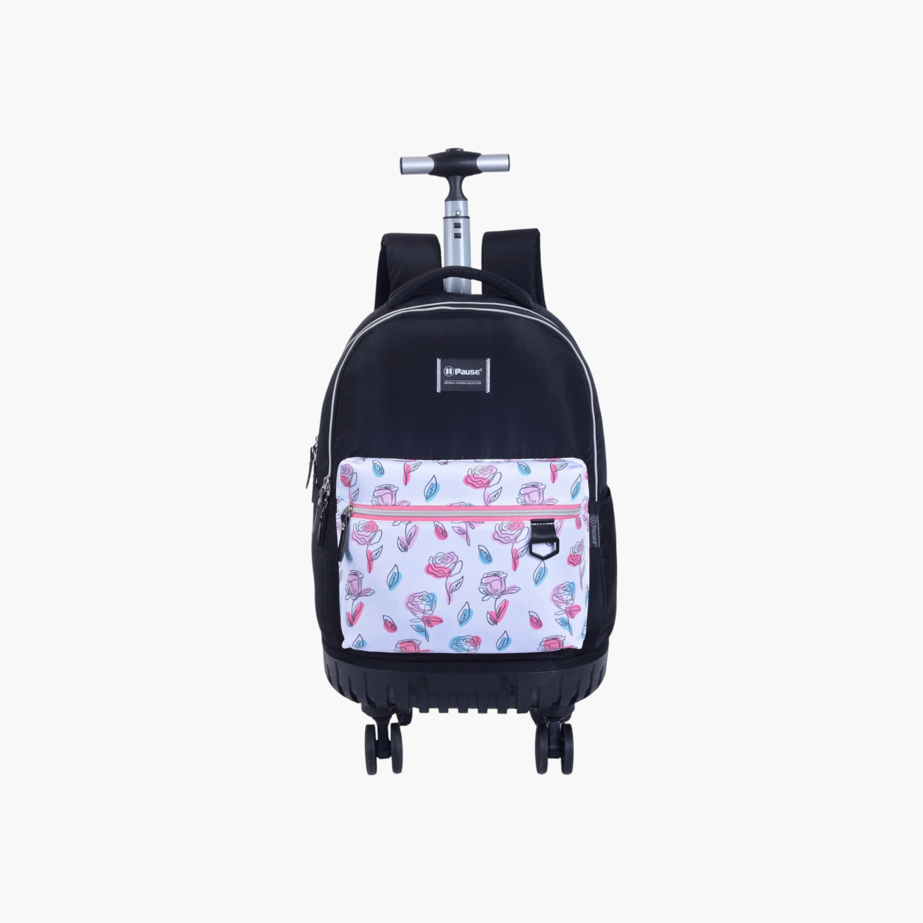 PAUSE Printed Trolley Backpack with Retractable Handle - 27x10x31 cms-school-bagsandbackpacks-trolleybags-image-1