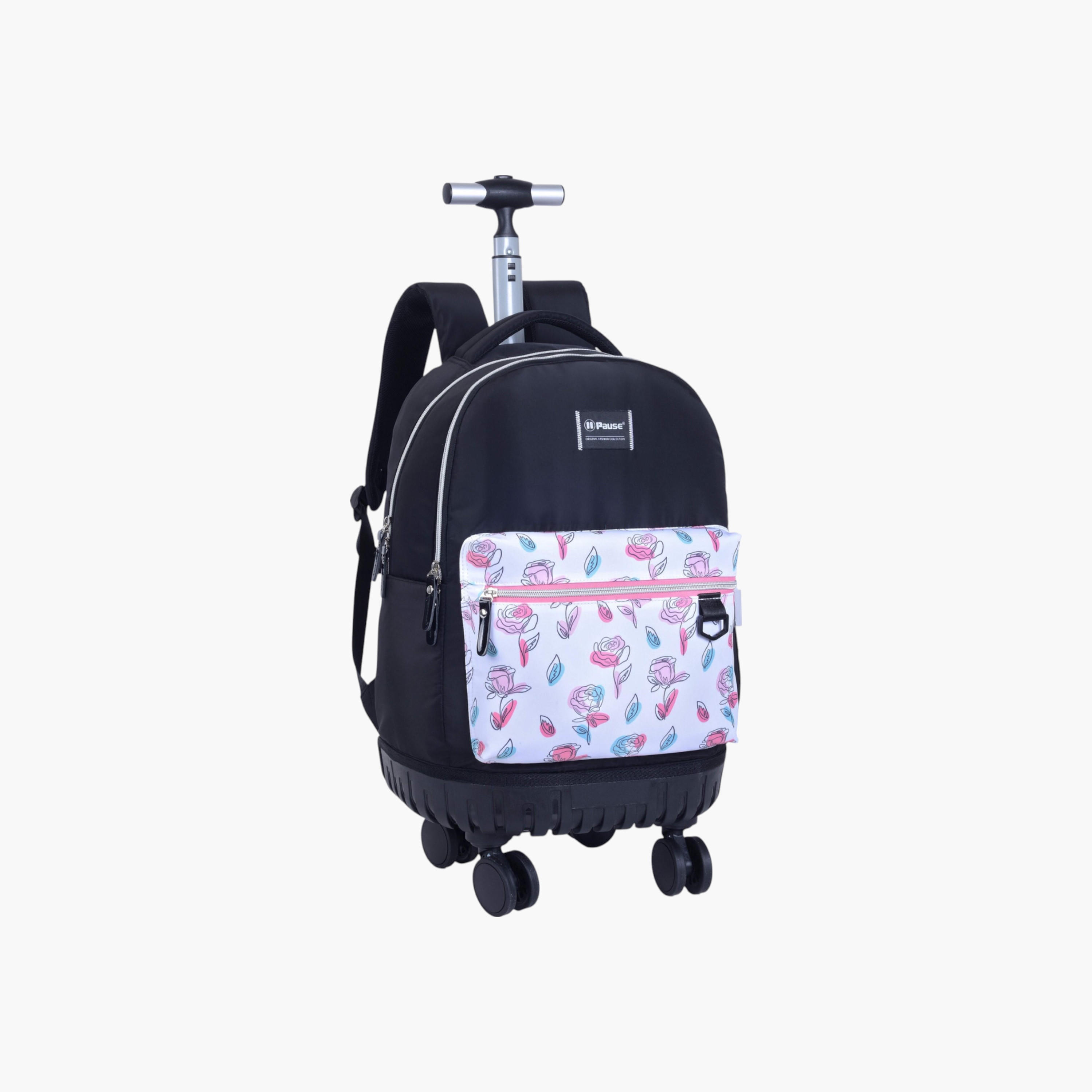 PAUSE Printed Trolley Backpack with Retractable Handle - 27x10x31 cms-school-bagsandbackpacks-trolleybags-image-2