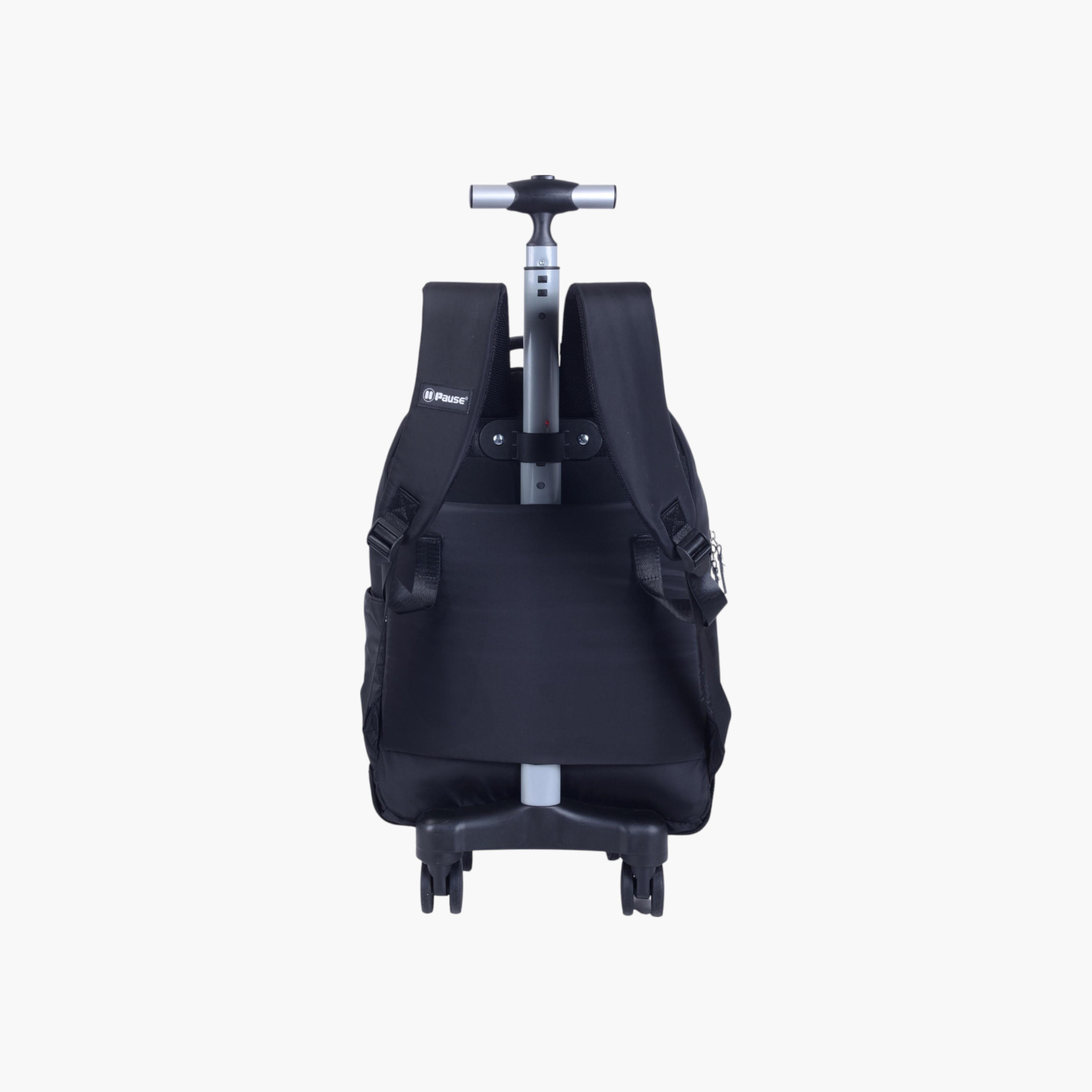 PAUSE Printed Trolley Backpack with Retractable Handle - 27x10x31 cms-school-bagsandbackpacks-trolleybags-image-3