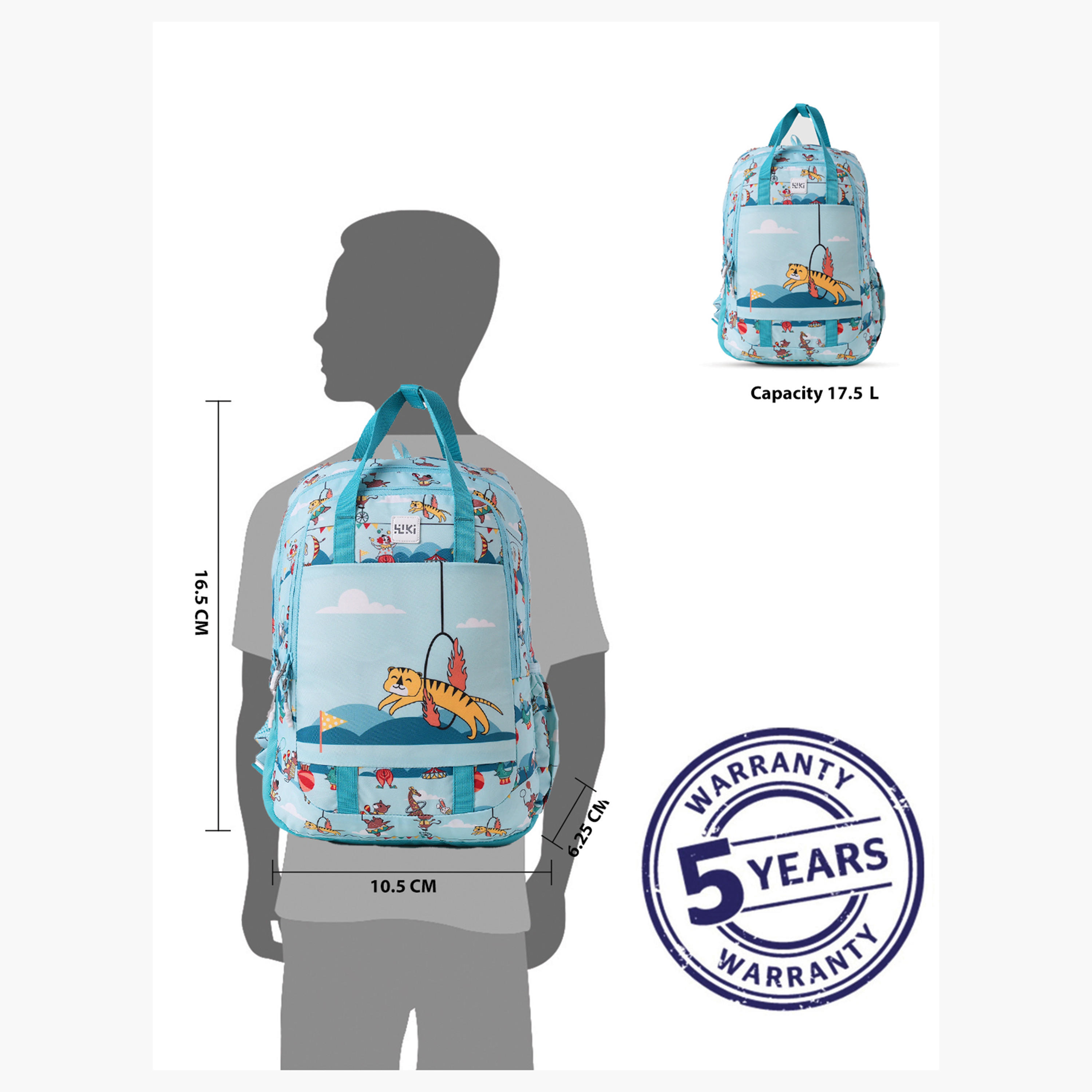 شنطة ظهر مدرسية بحمالات كتف قابلة للتعديل وطبعات من وايلد كرافت ويكي - 16x16x42 سم-school-bagsandbackpacks-backpacks-image-12