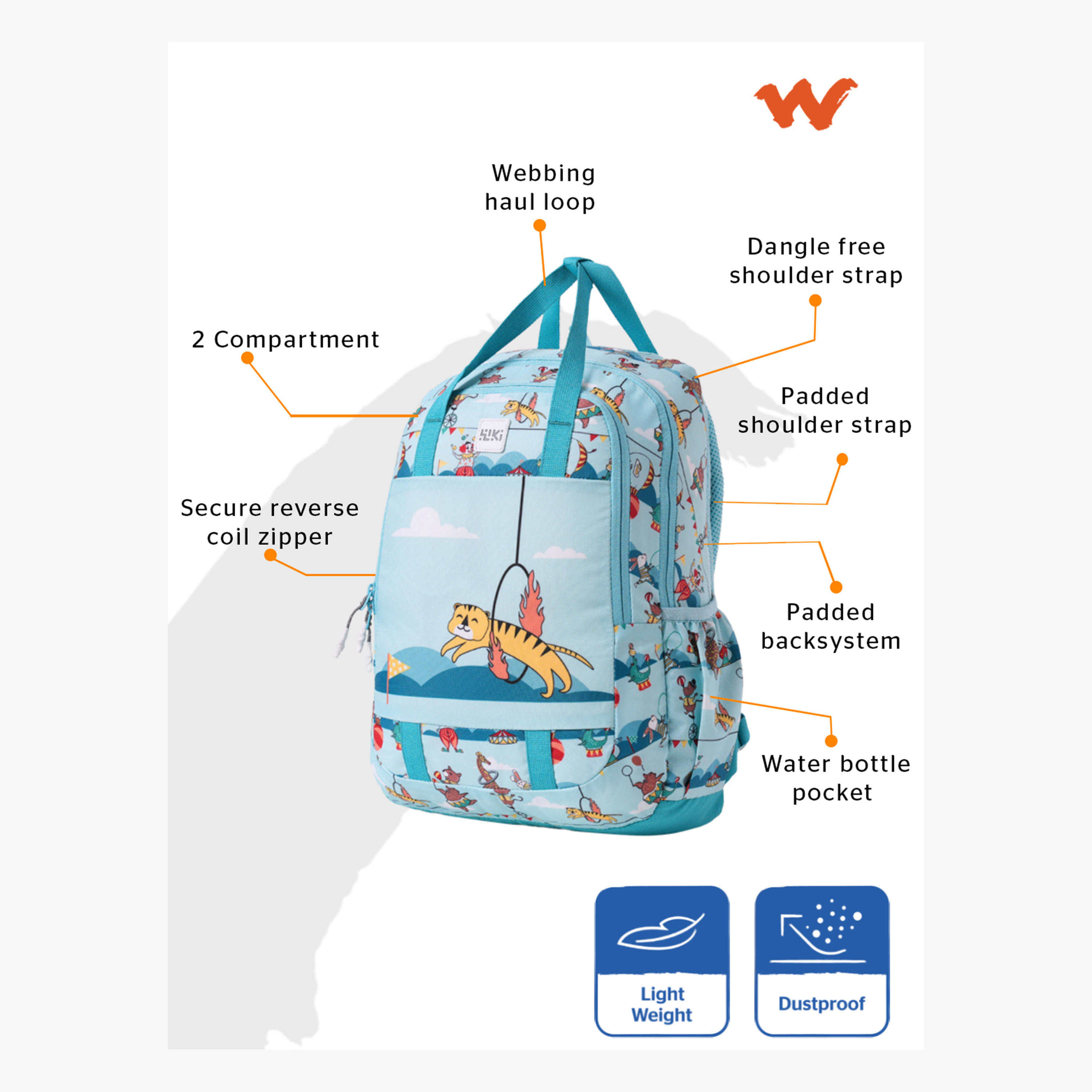 شنطة ظهر مدرسية بحمالات كتف قابلة للتعديل وطبعات من وايلد كرافت ويكي - 16x16x42 سم-school-bagsandbackpacks-backpacks-image-2