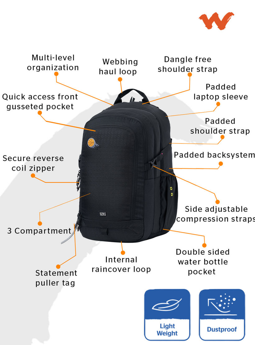 Wildcraft Wiki Textured School Backpack with Adjustable Shoulder Straps - 25x25x50 cms-school-bagsandbackpacks-backpacks-image-2