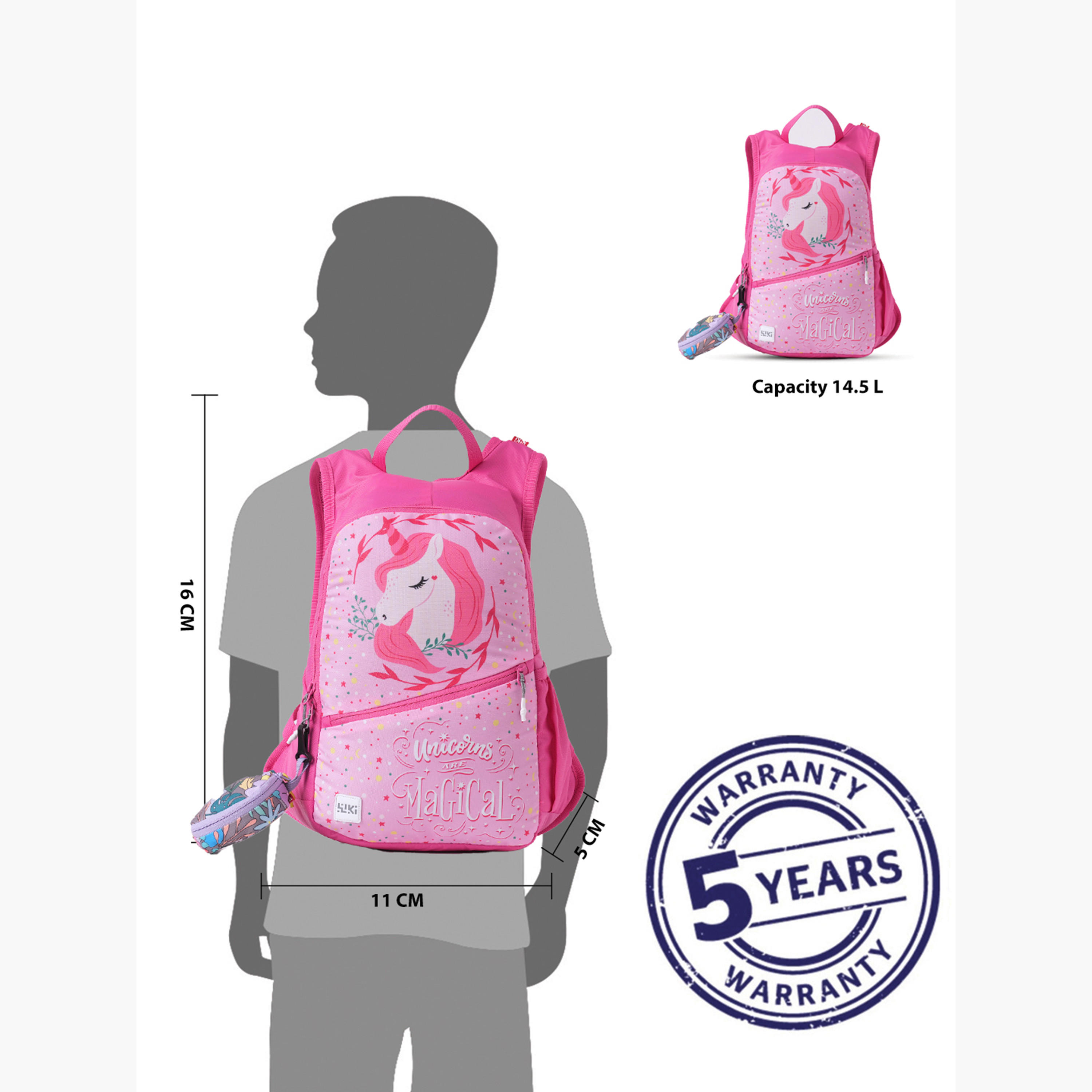 Wildcraft Wiki Unicorn Print Backpack with Adjustable Straps and Zip Closure - 13x13x41 cms-school-bagsandbackpacks-backpacks-image-2