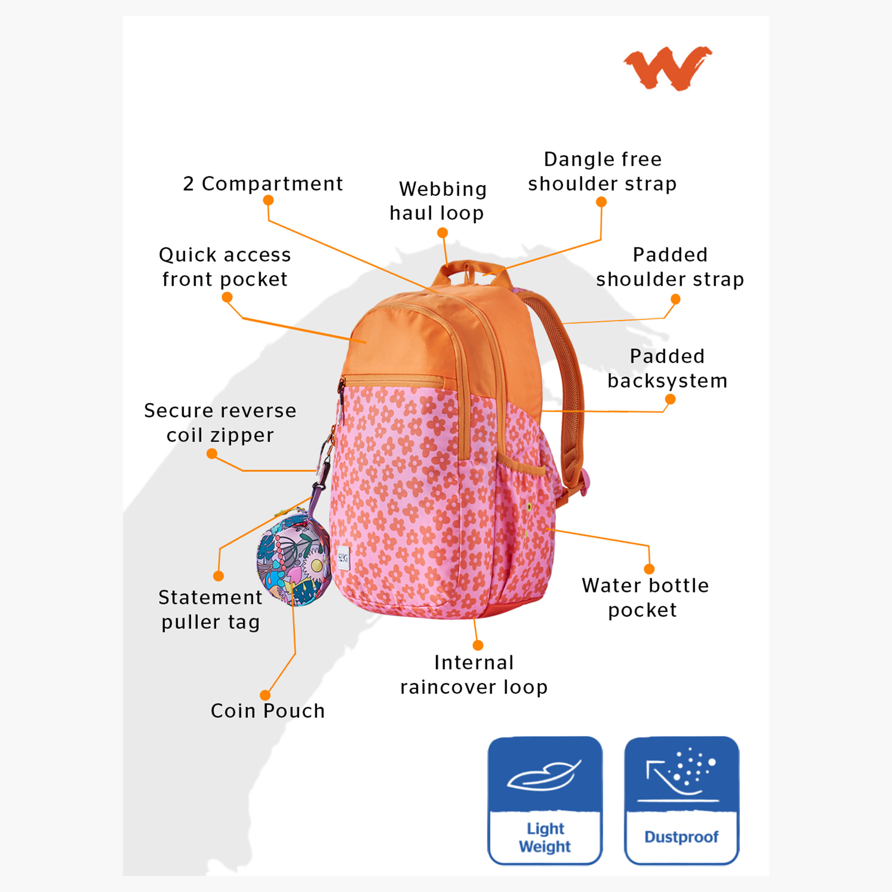 شنطة مدرسية بطبعات مع شنطة نقود صغيرة من وايلدكرافت - 19×19×41 سم-school-bagsandbackpacks-backpacks-image-2