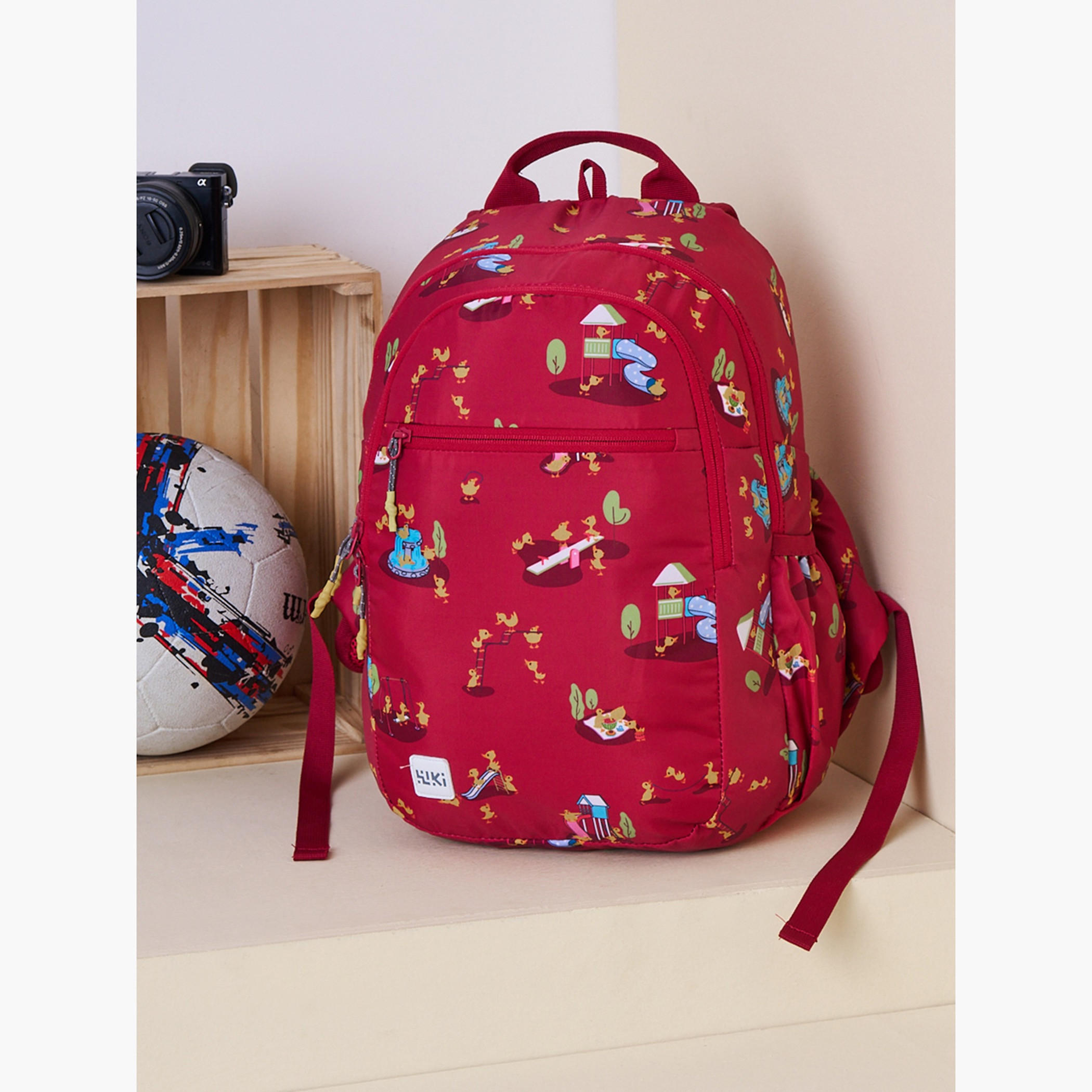 شنطة مدرسية بطبعات مع شنطة نقود صغيرة من وايلدكرافت - 19x19x41 سم-school-bagsandbackpacks-backpacks-image-12