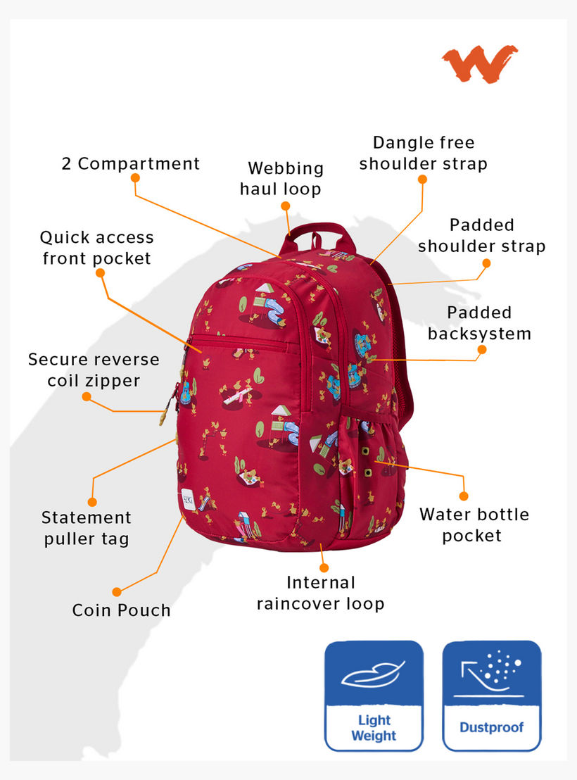 شنطة مدرسية بطبعات مع شنطة نقود صغيرة من وايلدكرافت - 19x19x41 سم-school-bagsandbackpacks-backpacks-image-3