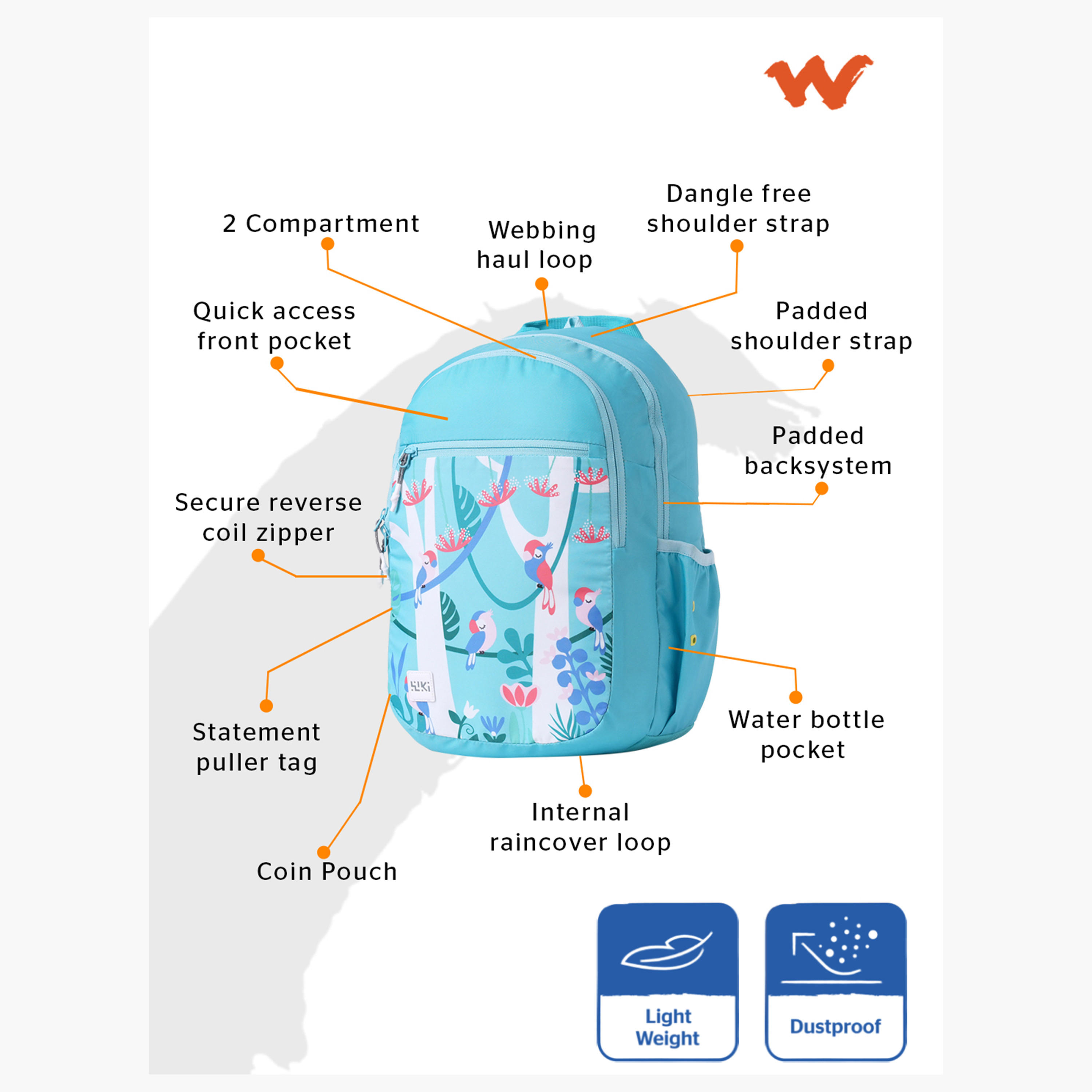 Wildcraft Wiki Printed School Backpack with Coin Pouch - 19x19x41 cms-school-bagsandbackpacks-backpacks-image-2