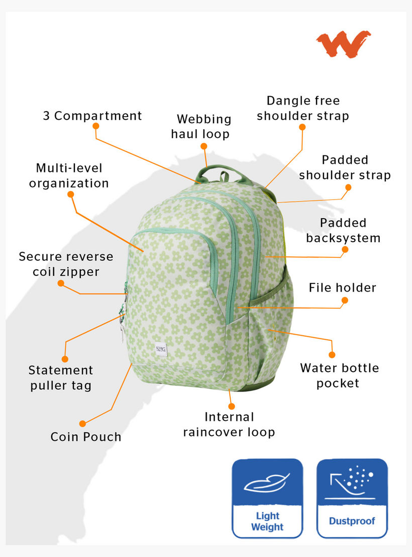 Wildcraft Wiki Floral Print School Backpack with Coin Pouch - 22x22x44 cm-school-bagsandbackpacks-backpacks-image-3