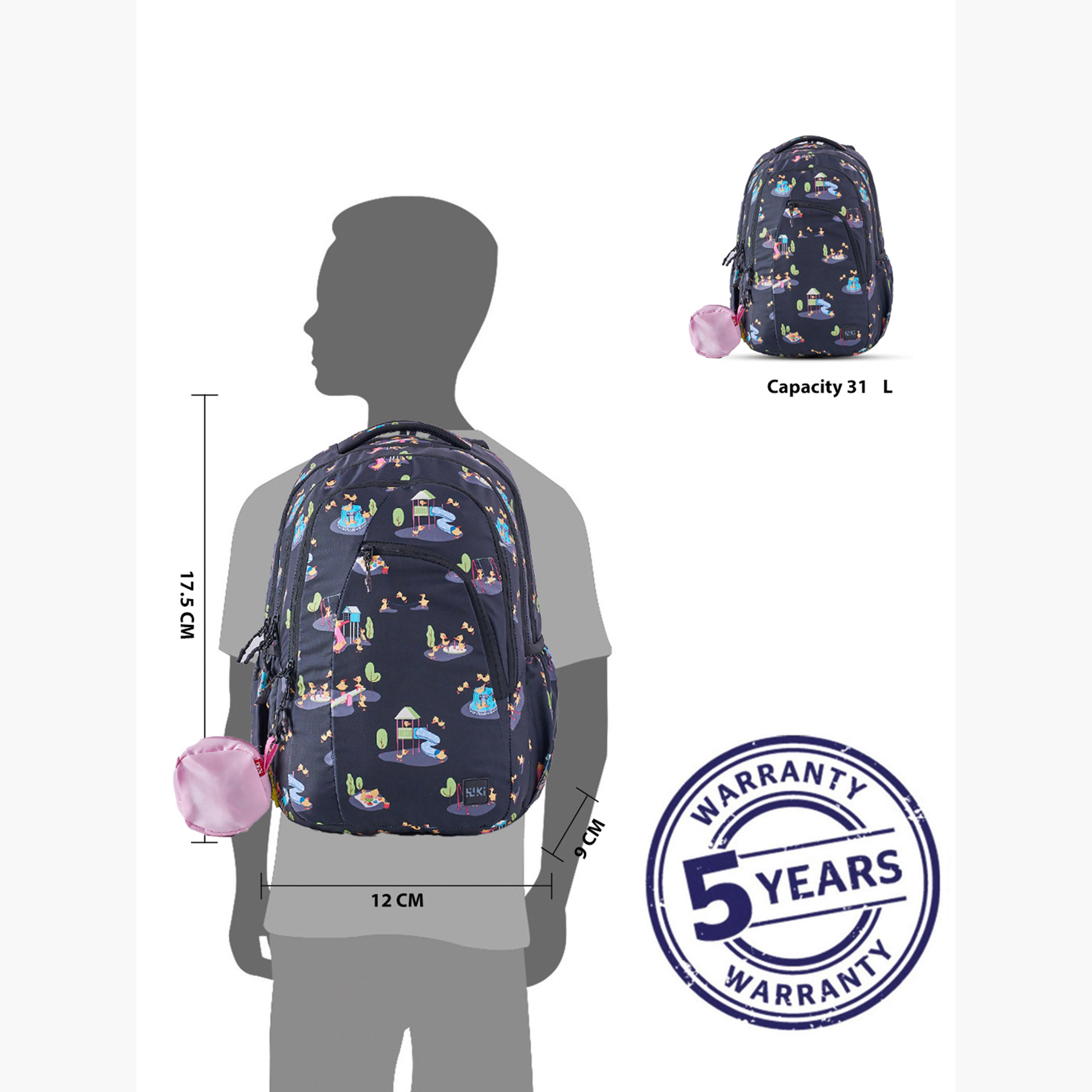 Wildcraft Wiki Printed Backpack with Detachable Pouch and Zip Closure - 23x23x44 cms-school-bagsandbackpacks-backpacks-image-10