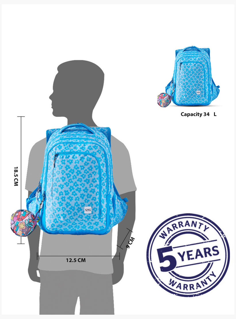 شنطة مدرسية بطبعات زهور مع شنطة نقود صغيرة من وايلدكرافت - 23×23×47 سم-school-bagsandbackpacks-backpacks-image-2