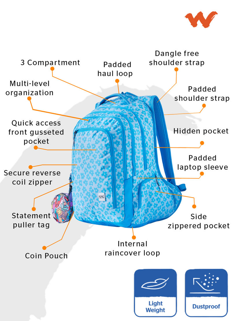 شنطة مدرسية بطبعات زهور مع شنطة نقود صغيرة من وايلدكرافت - 23×23×47 سم-school-bagsandbackpacks-backpacks-image-3