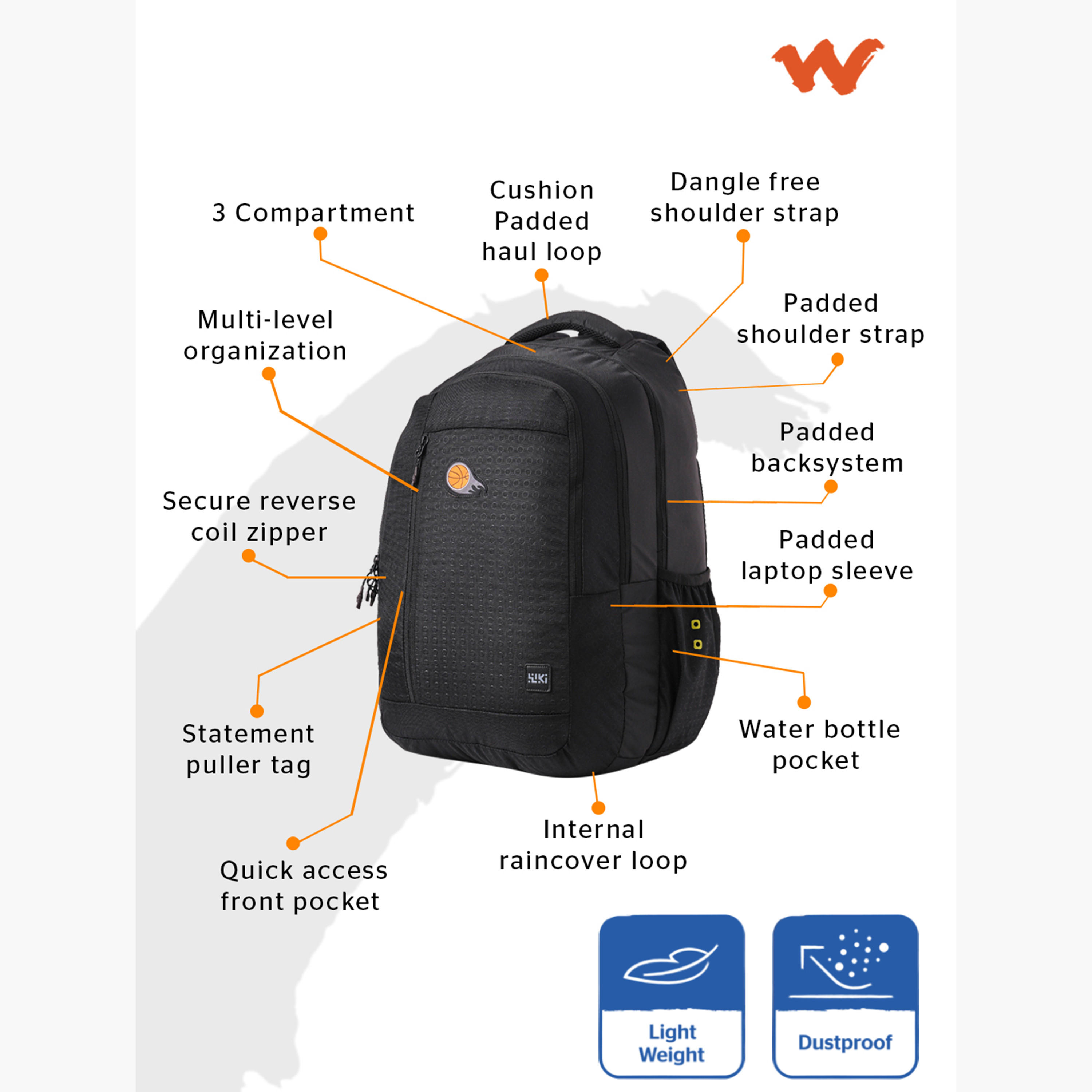 Wildcraft Wiki Printed School Backpack with Adjustable Shoulder Straps - 28x28x50 cms-school-bagsandbackpacks-backpacks-image-3