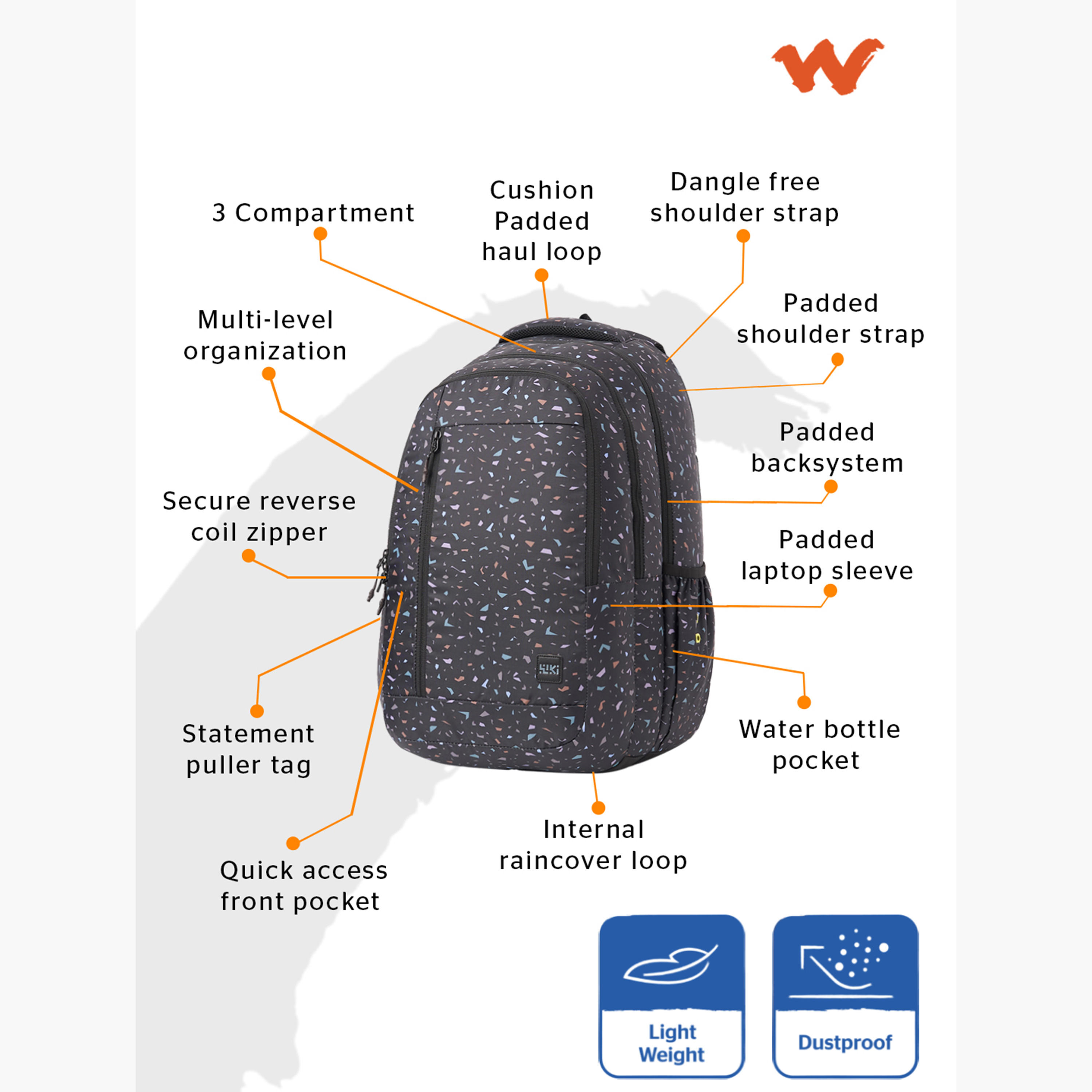 Wildcraft Wiki Printed School Backpack with Adjustable Shoulder Straps - 28x28x50 cms-school-bagsandbackpacks-backpacks-image-2
