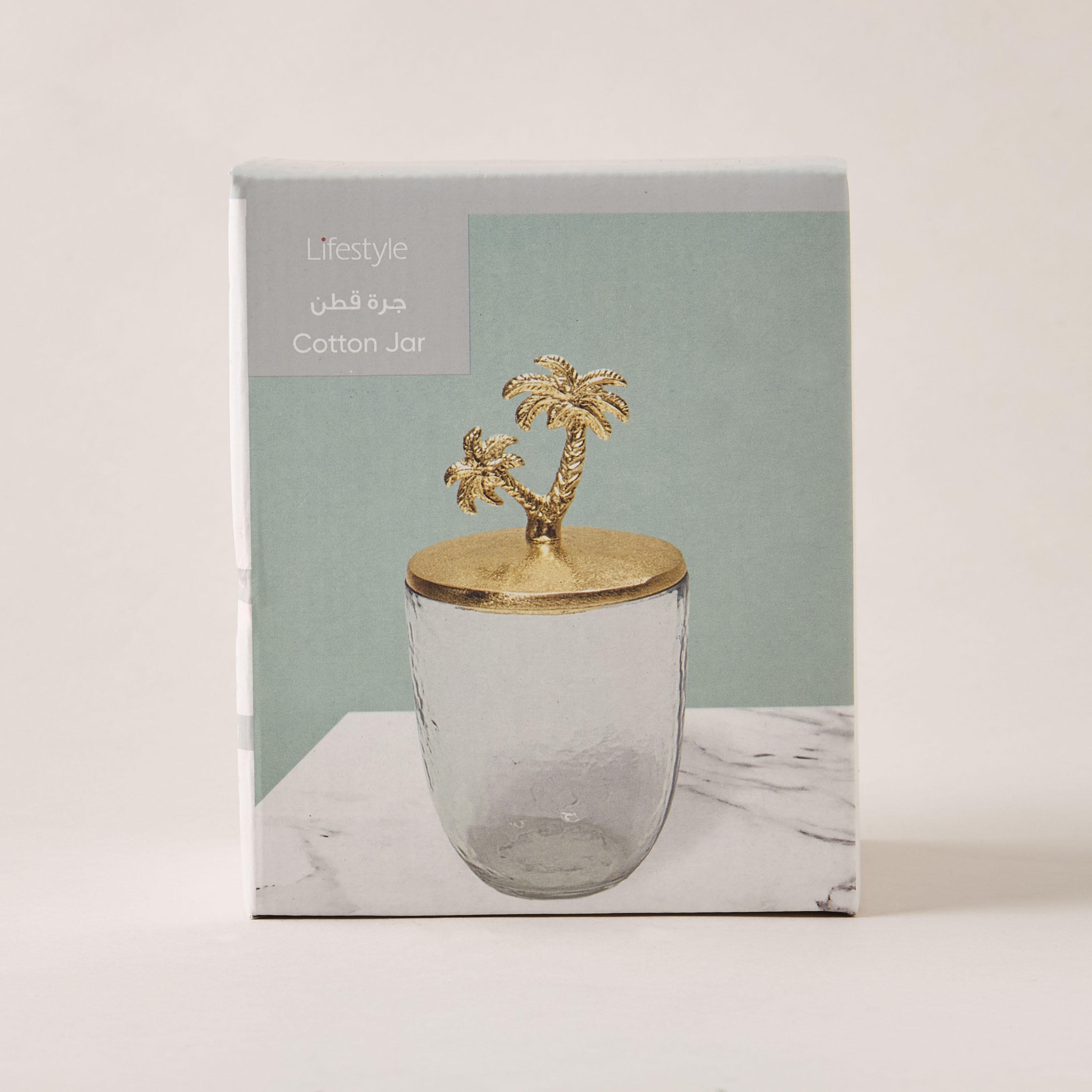 جرة قطن زجاج بتصميم نخلة-household-bathandlaundry-bathaccessories-tissueboxesandcottonjars-image-6