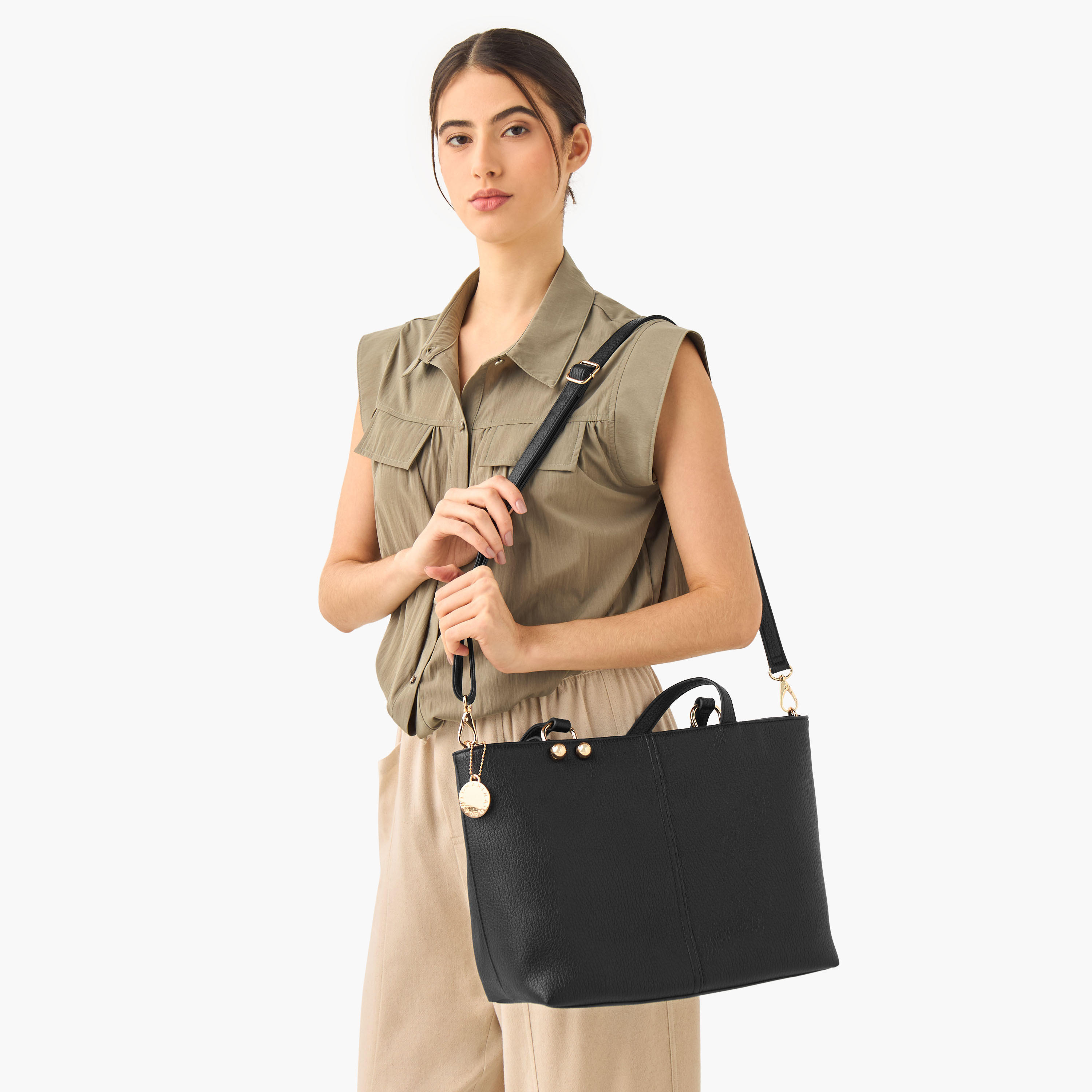 Marina Galanti Textured Tote Bag with Detachable Strap-women-bagsandwallets-handbags-image-2