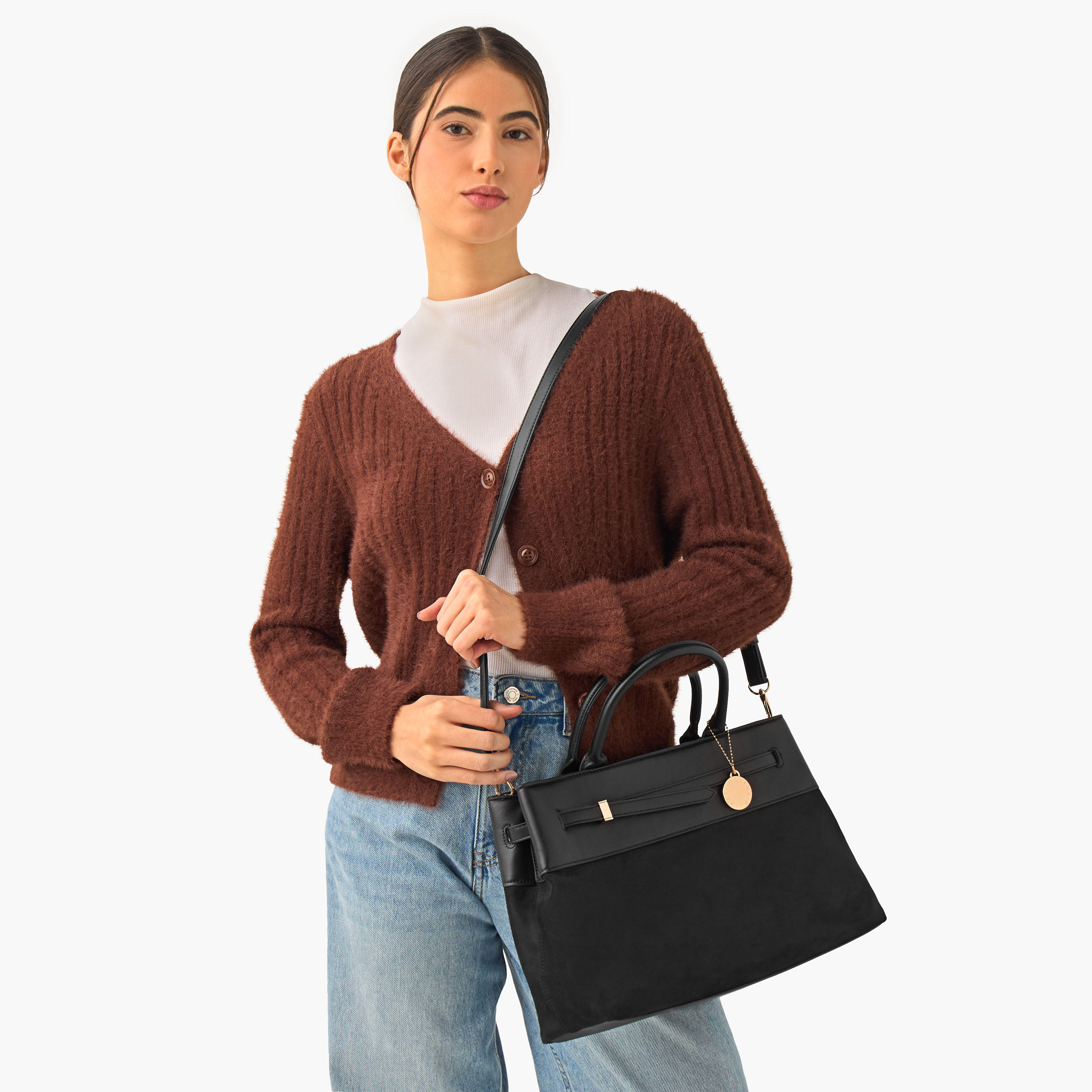 Marina Galanti Textured Tote Bag with Detachable Strap-women-bagsandwallets-handbags-image-2
