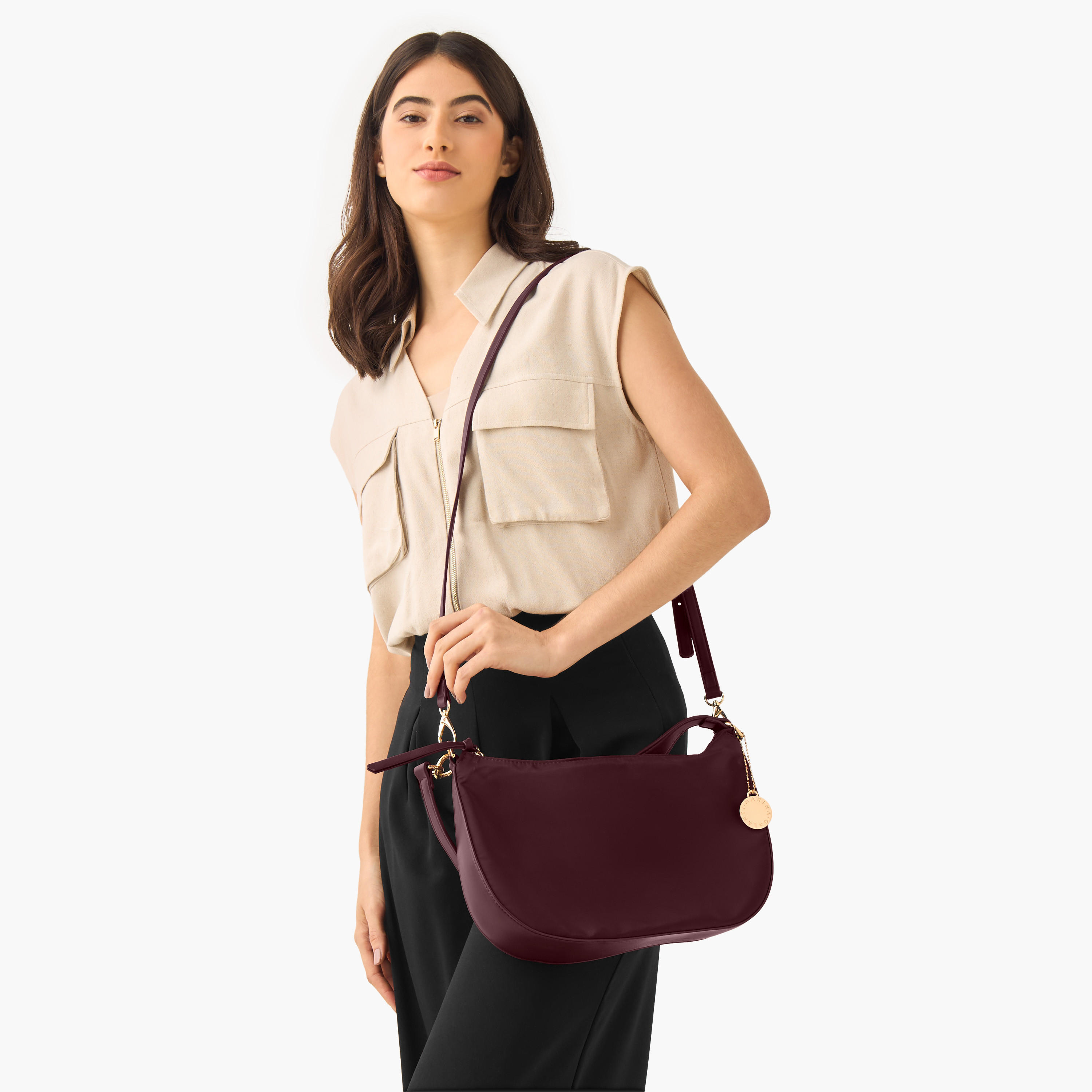 Marina Galanti Solid Baguette Bag with Zip Closure-women-bagsandwallets-handbags-image-2
