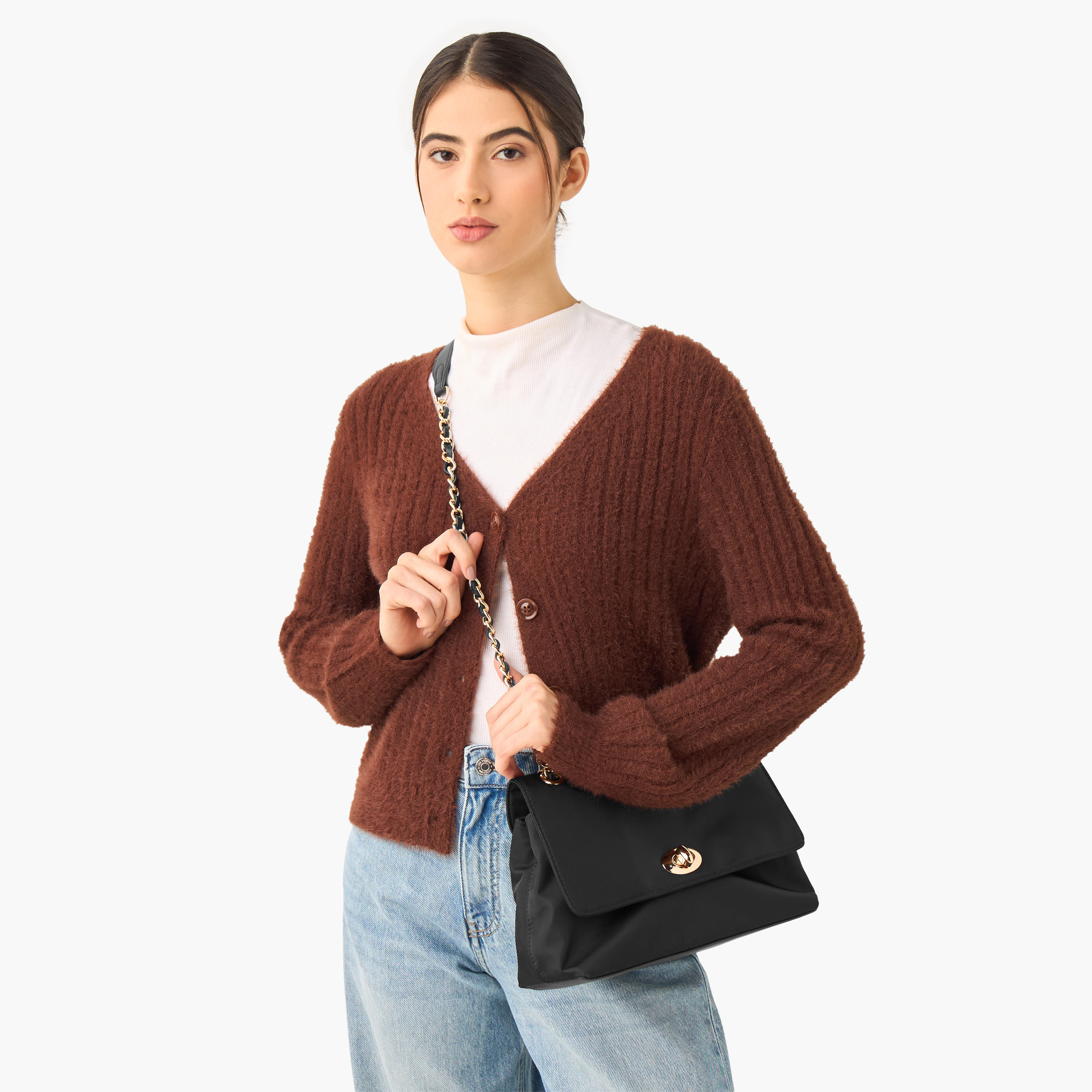 Marina Galanti Solid Crossbody Bag with Twist Lock Closure-women-bagsandwallets-handbags-image-2