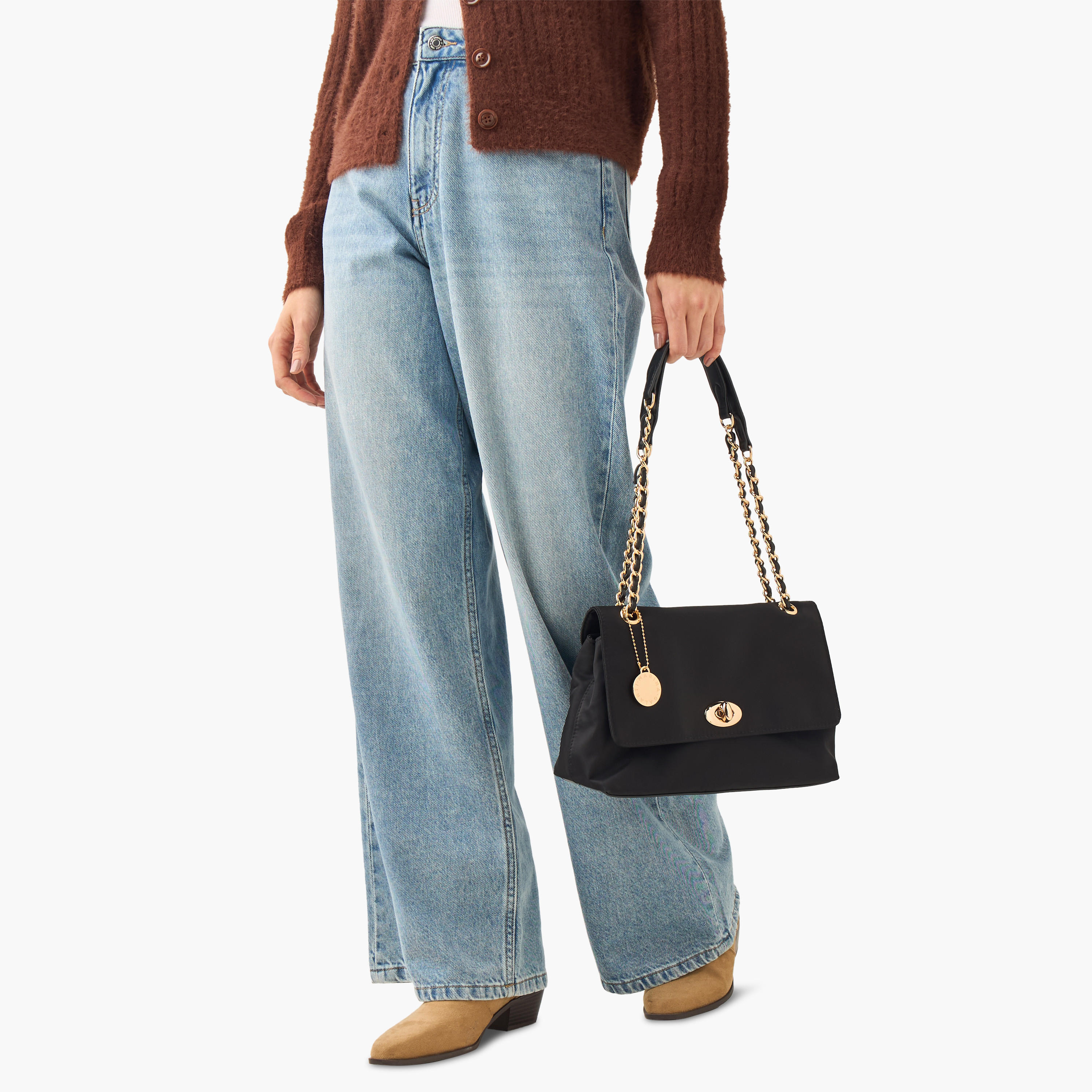 Marina Galanti Solid Crossbody Bag with Twist Lock Closure-women-bagsandwallets-handbags-image-8