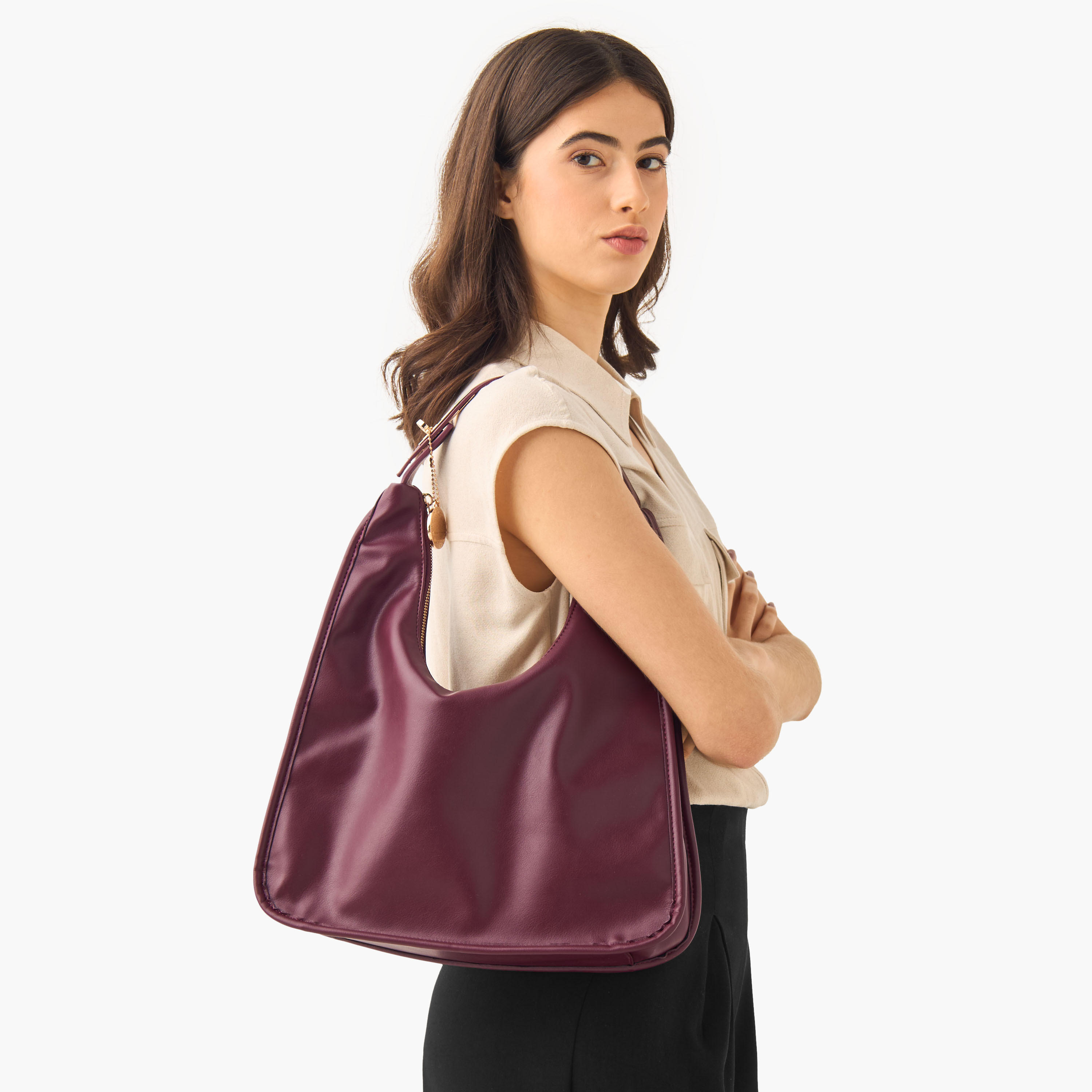 Marina Galanti Solid Hobo Bag with Zip Closure-women-bagsandwallets-handbags-image-2
