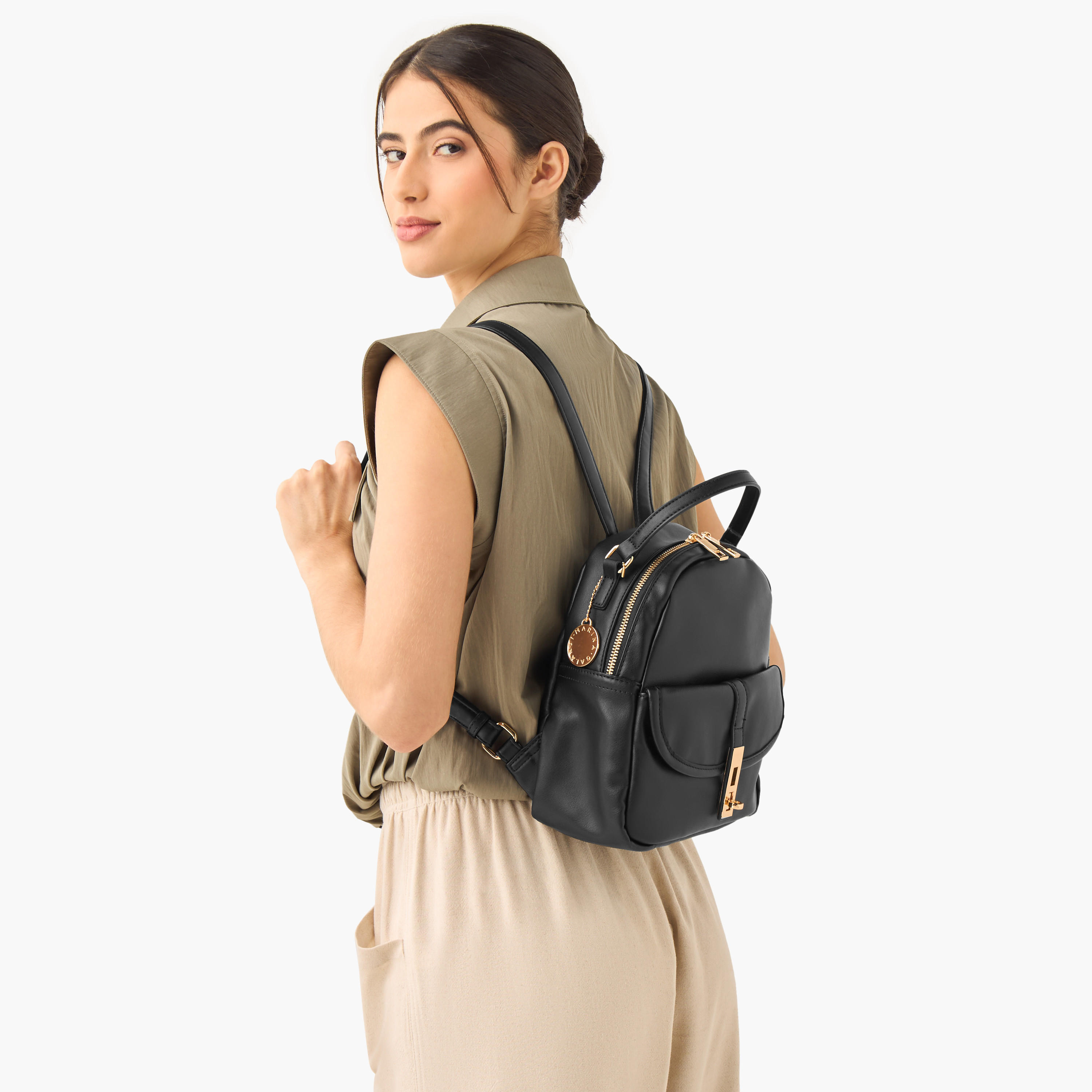 Marina Galanti Solid Backpack with Adjustable Straps-women-bagsandwallets-backpacks-image-2