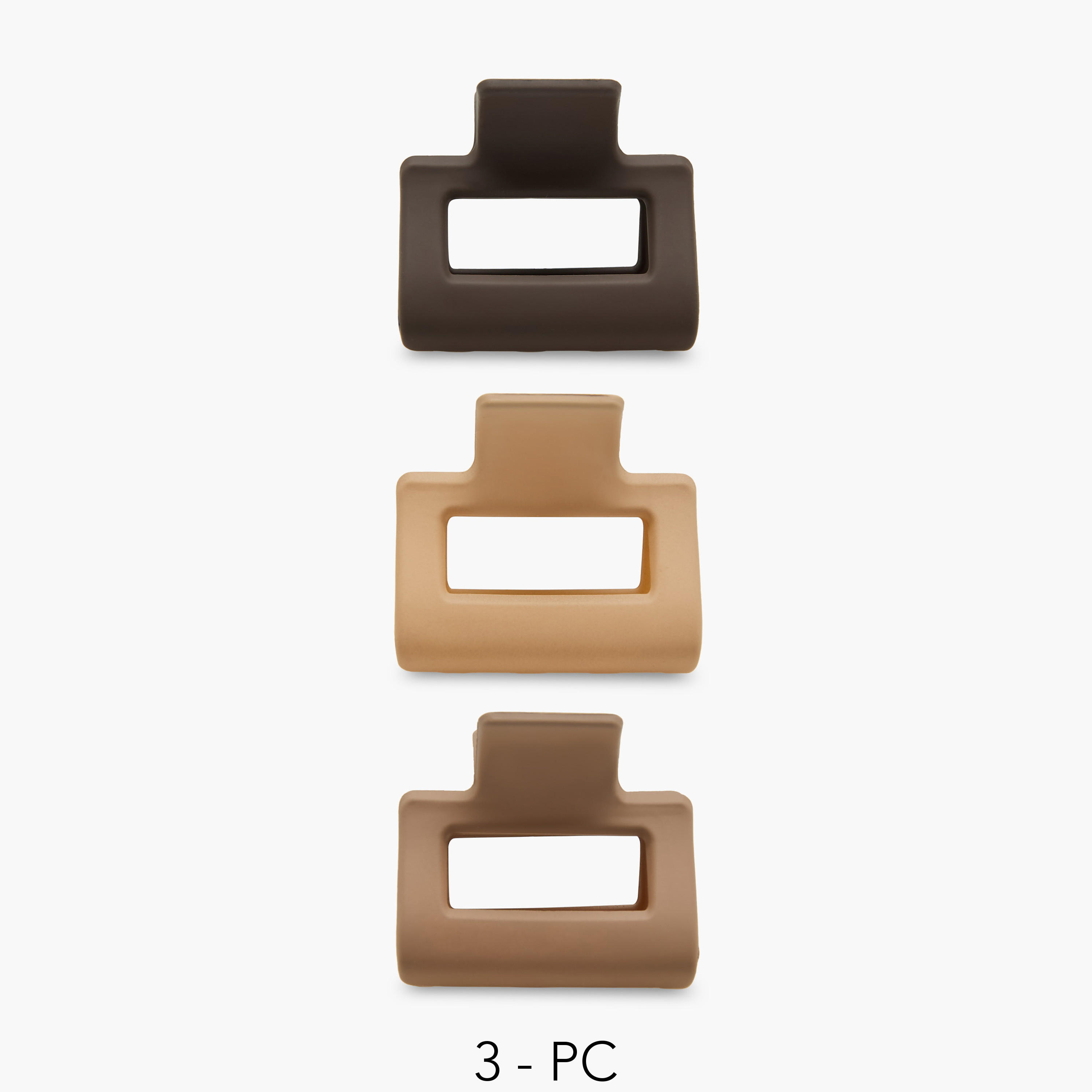 Pack of 3 Rectangular Hair Clamps with Matte Finish-women-hairaccessories-clamps-image-1
