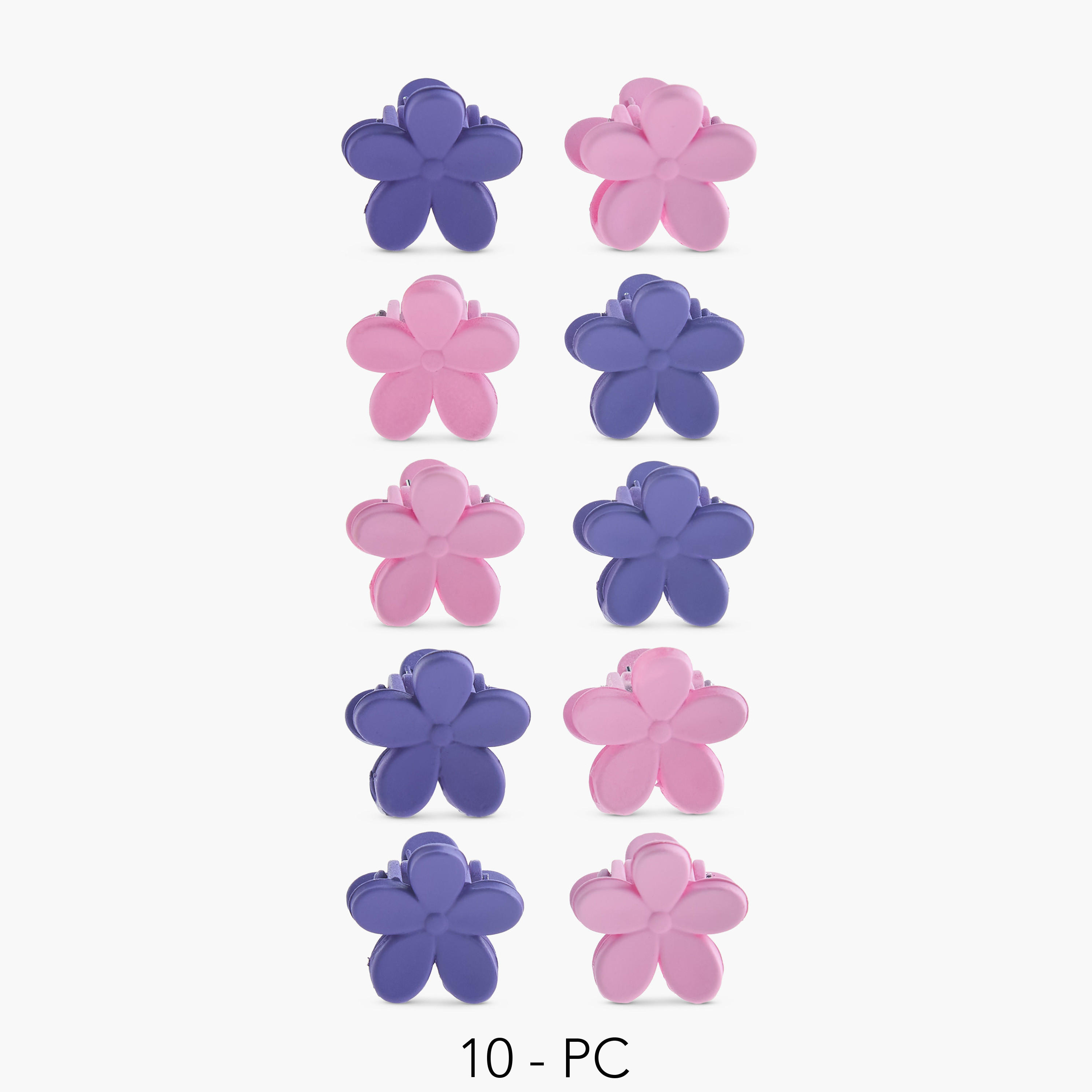 Pack of 10 Floral Hair Clamps with Matte Finish-women-hairaccessories-clamps-image-1
