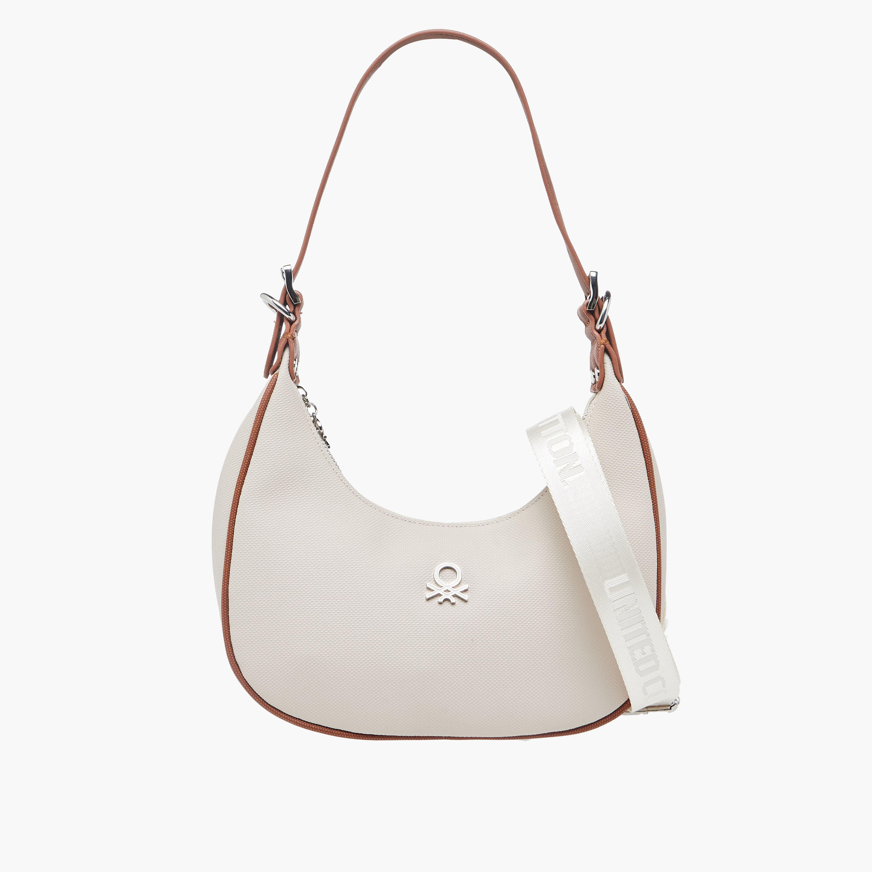 UCB Textured Baguette Bag with Adjustable Strap-women-bagsandwallets-handbags-image-1