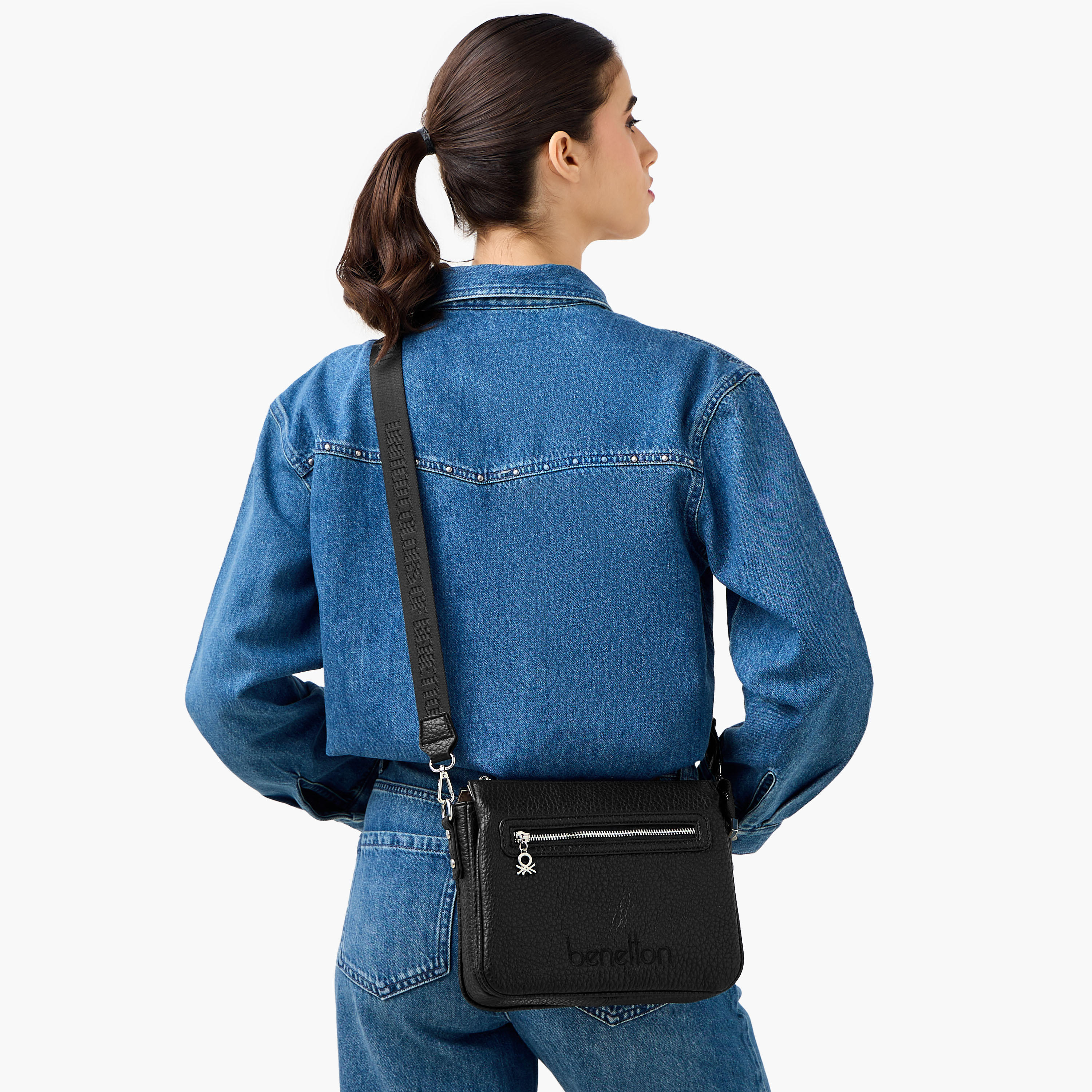 UCB Textured Crossbody Bag with Detachable Strap-women-bagsandwallets-handbags-image-7