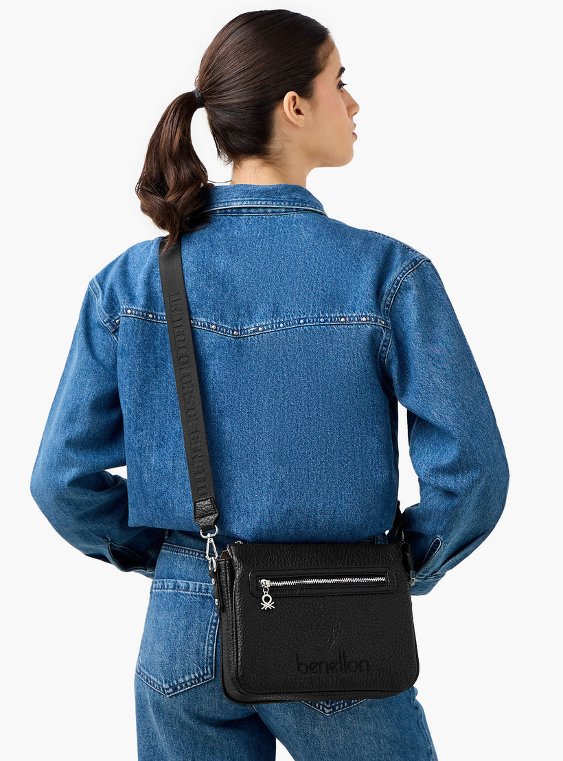 UCB Textured Crossbody Bag with Detachable Strap-women-bagsandwallets-handbags-image-7