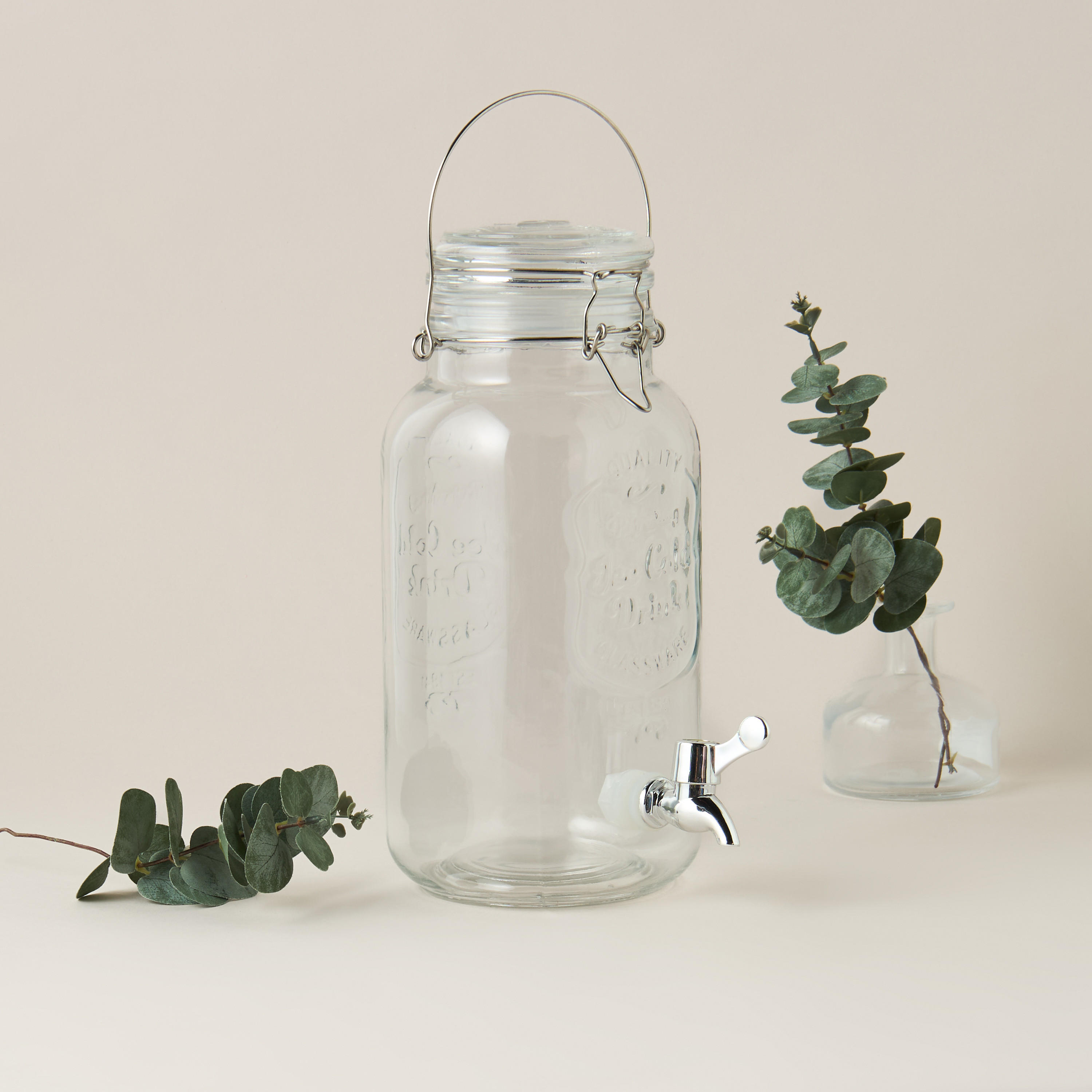 Textured Glass Beverage Dispenser - 3 L-household-dining-drinkserveware-dispensers-image-1