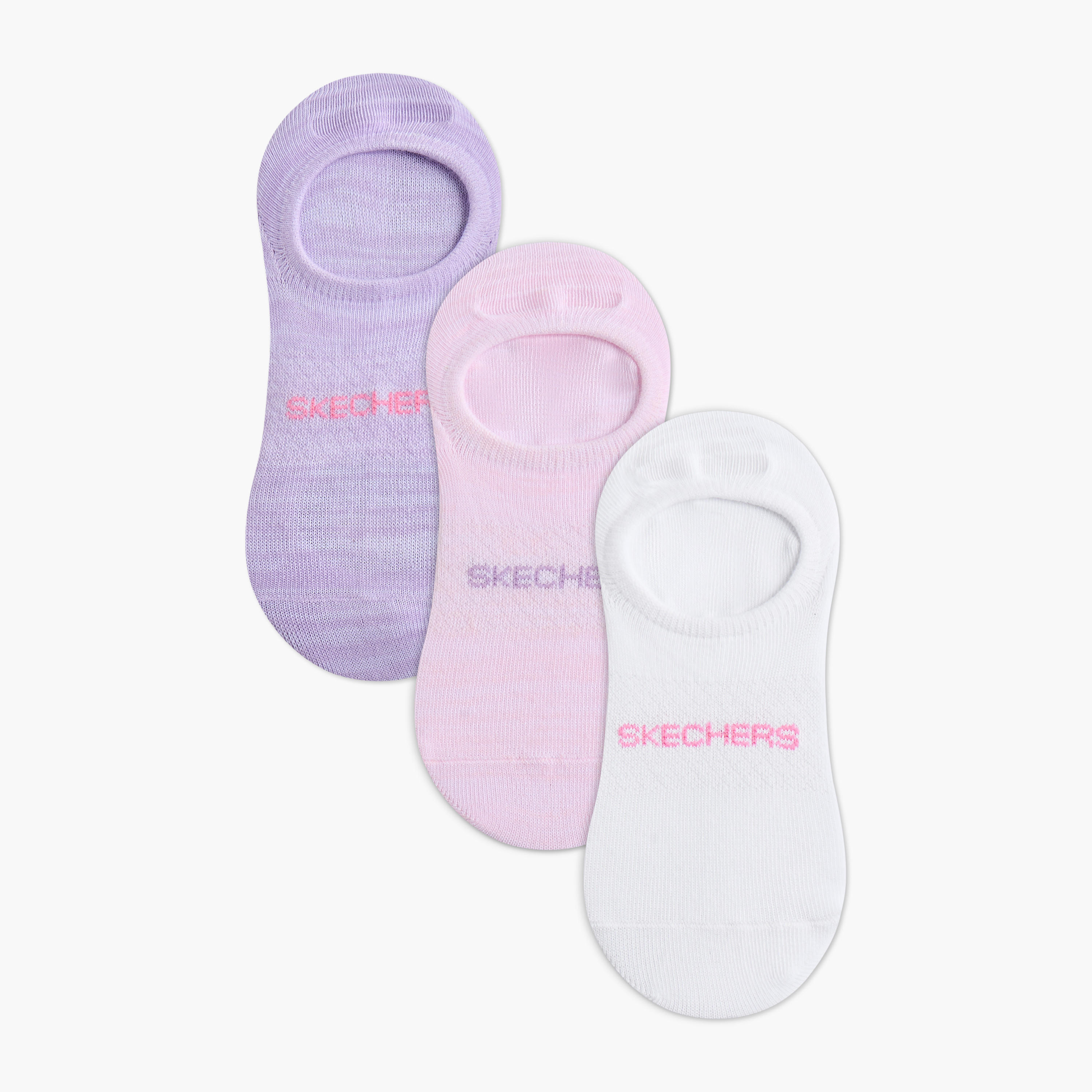 Skechers Solid No Show Sports Socks - Set of 3-women-socksandstockings-image-1