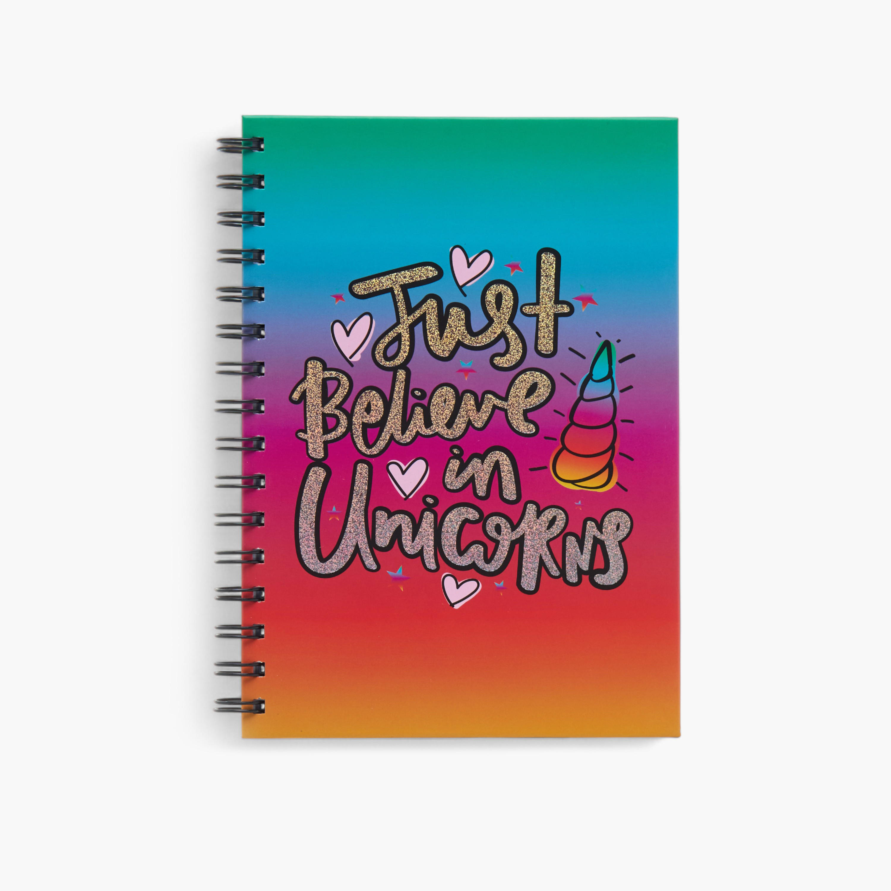 Unicorn Slogan Print A5 Notebook with Spiral Binding - 80 Pages-school-stationery-notebooks-image-1