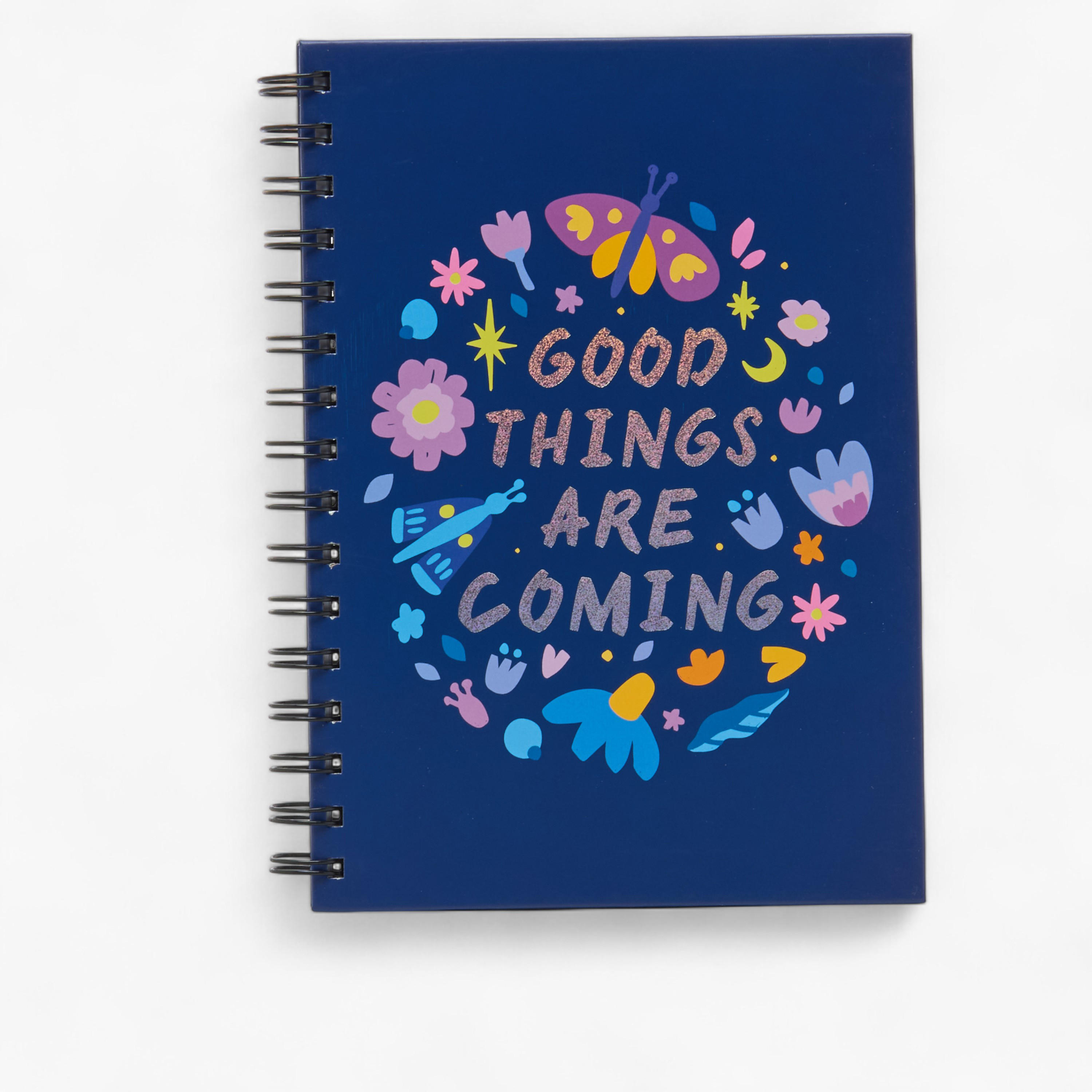 Slogan Print  A5 Notebook with Spiral Binding - 80 pages-school-stationery-notebooks-image-1