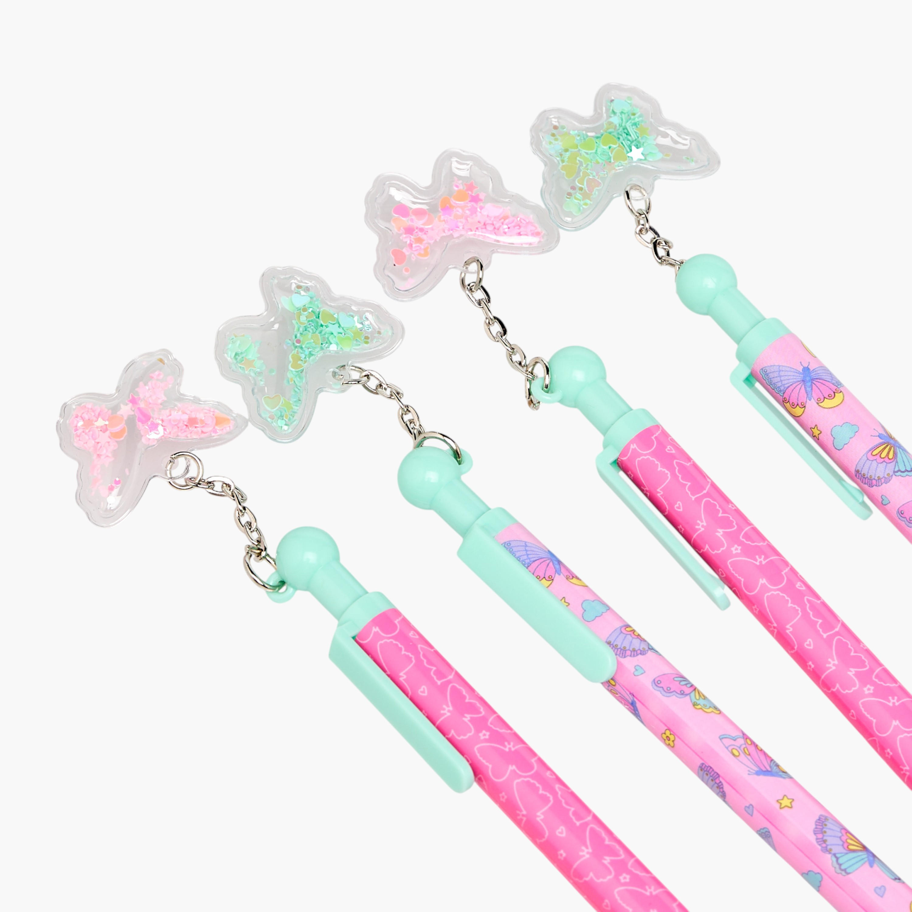 Ball Pen with Butterfly Charm - Set of 4-school-stationery-pensandpencils-image-2