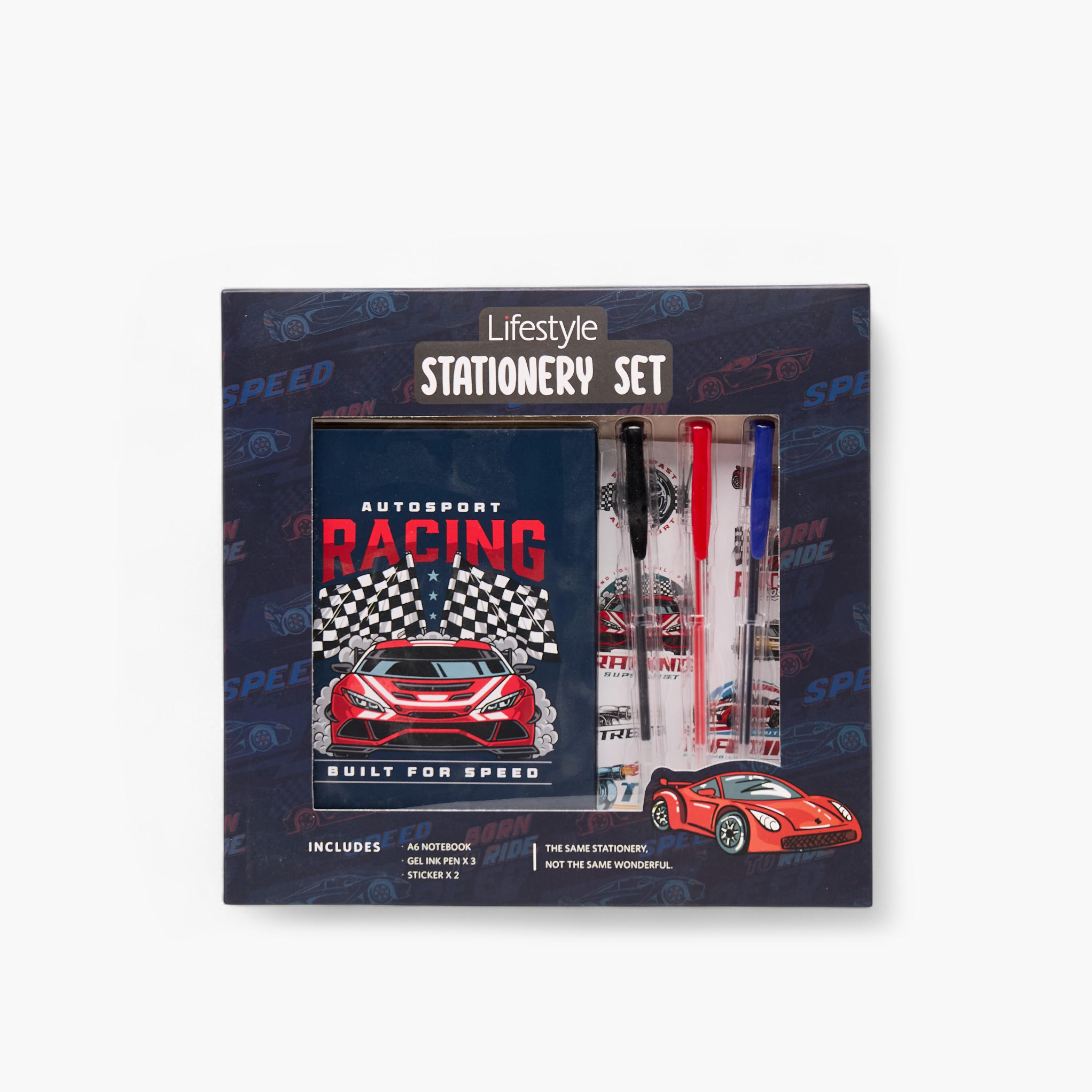 Racing Stationery Set with Book, Stickers, Pens - Set of 6-school-stationery-sets-image-9
