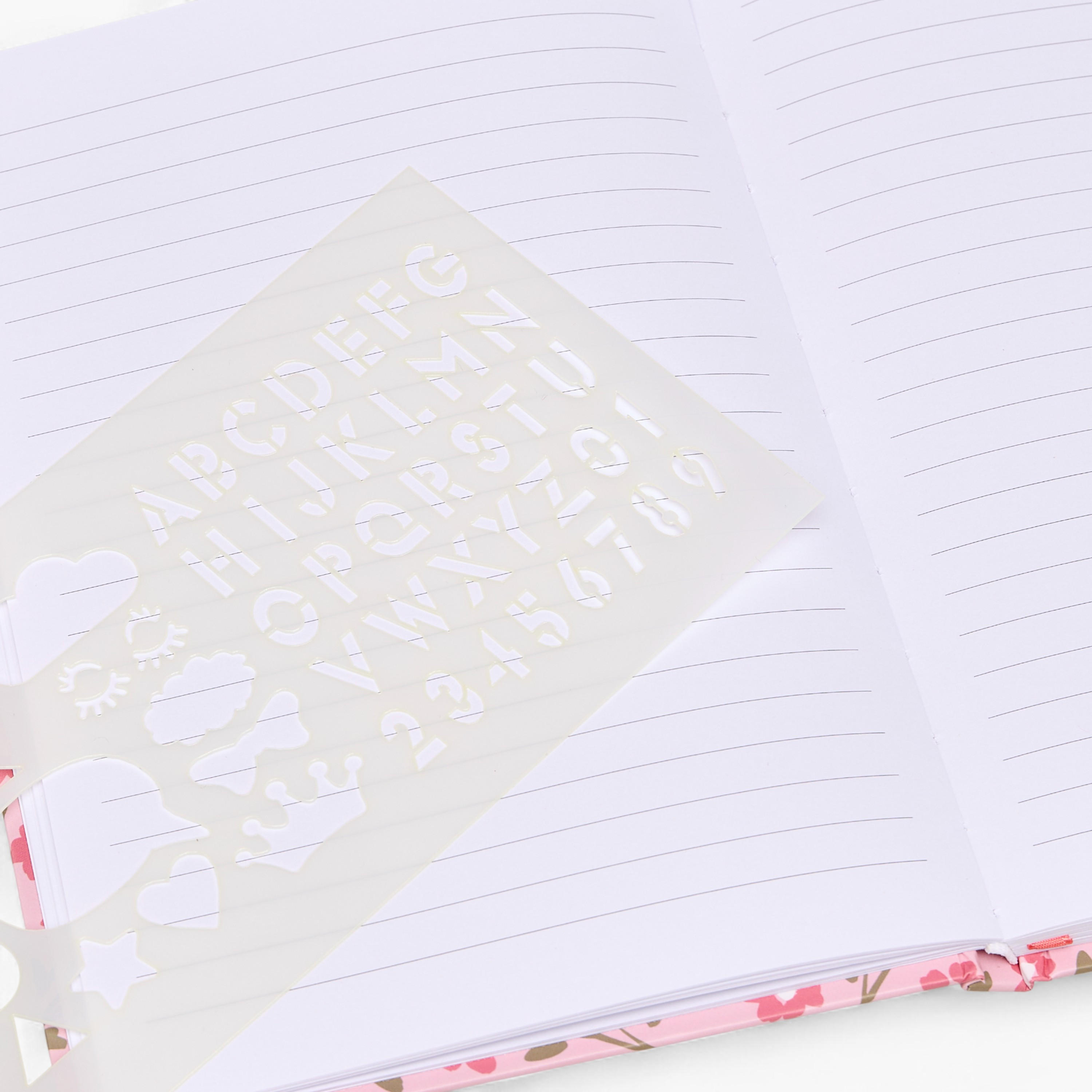 Floral Print Stationery Set with Notebook, Sticker, Stencil, Tapes - Set of 5-school-stationery-sets-image-7