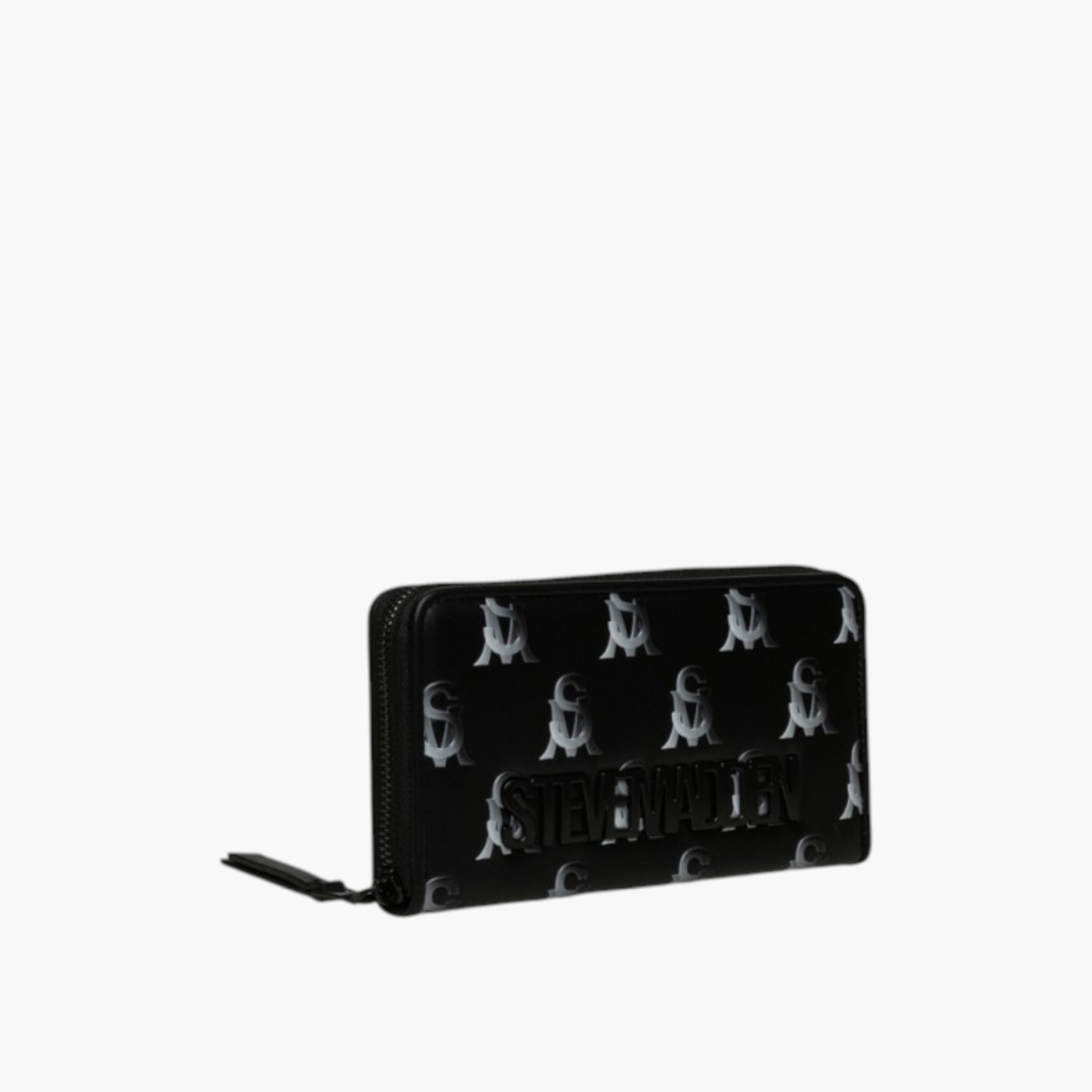 STEVE MADDEN Monogram Print Wallet with Zip Closure-women-bagsandwallets-wallets-image-1