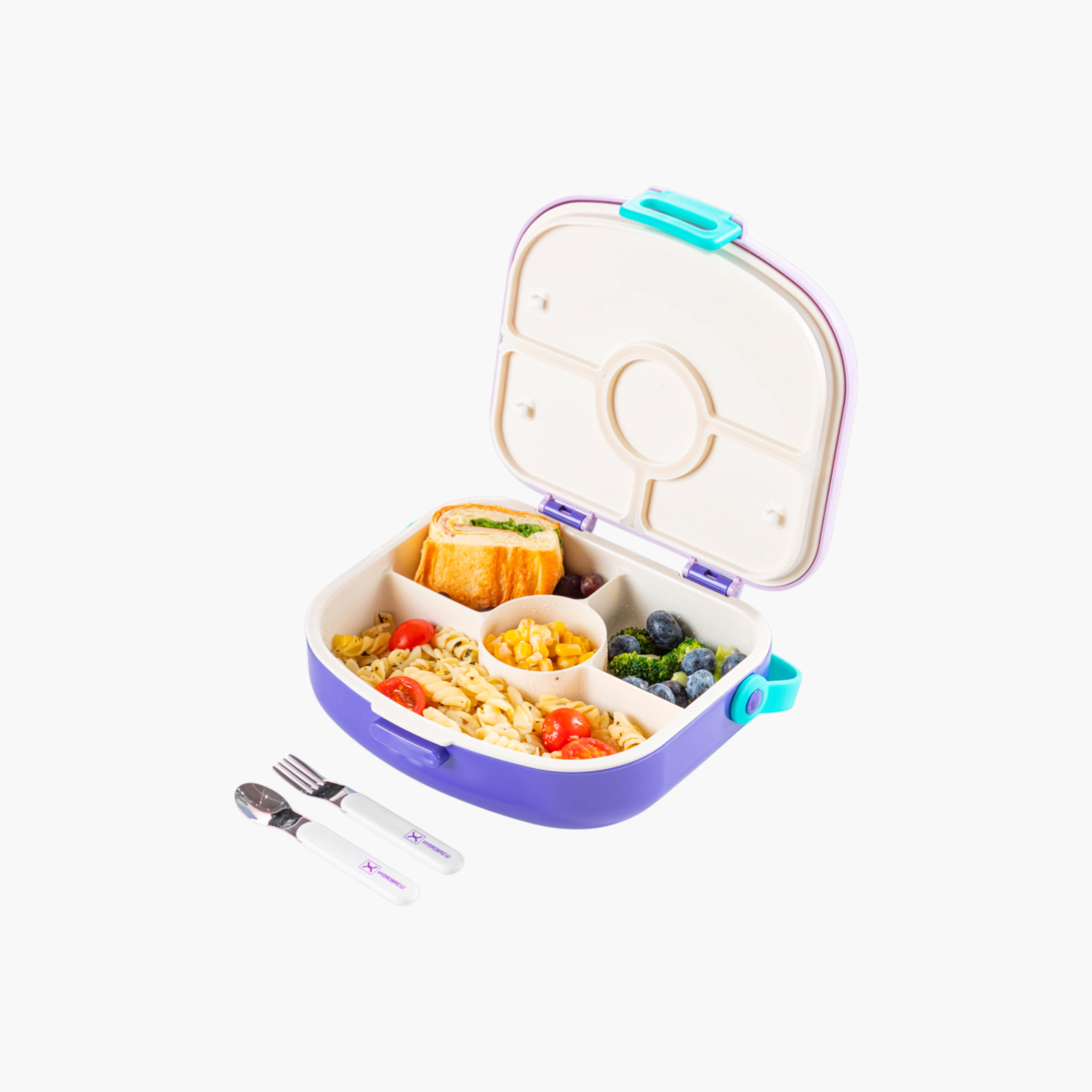 Hydrobrew Solid 4-Compartment Bento Lunch Box with Spoon and Fork-school-lunchessentials-lunchboxes-image-3