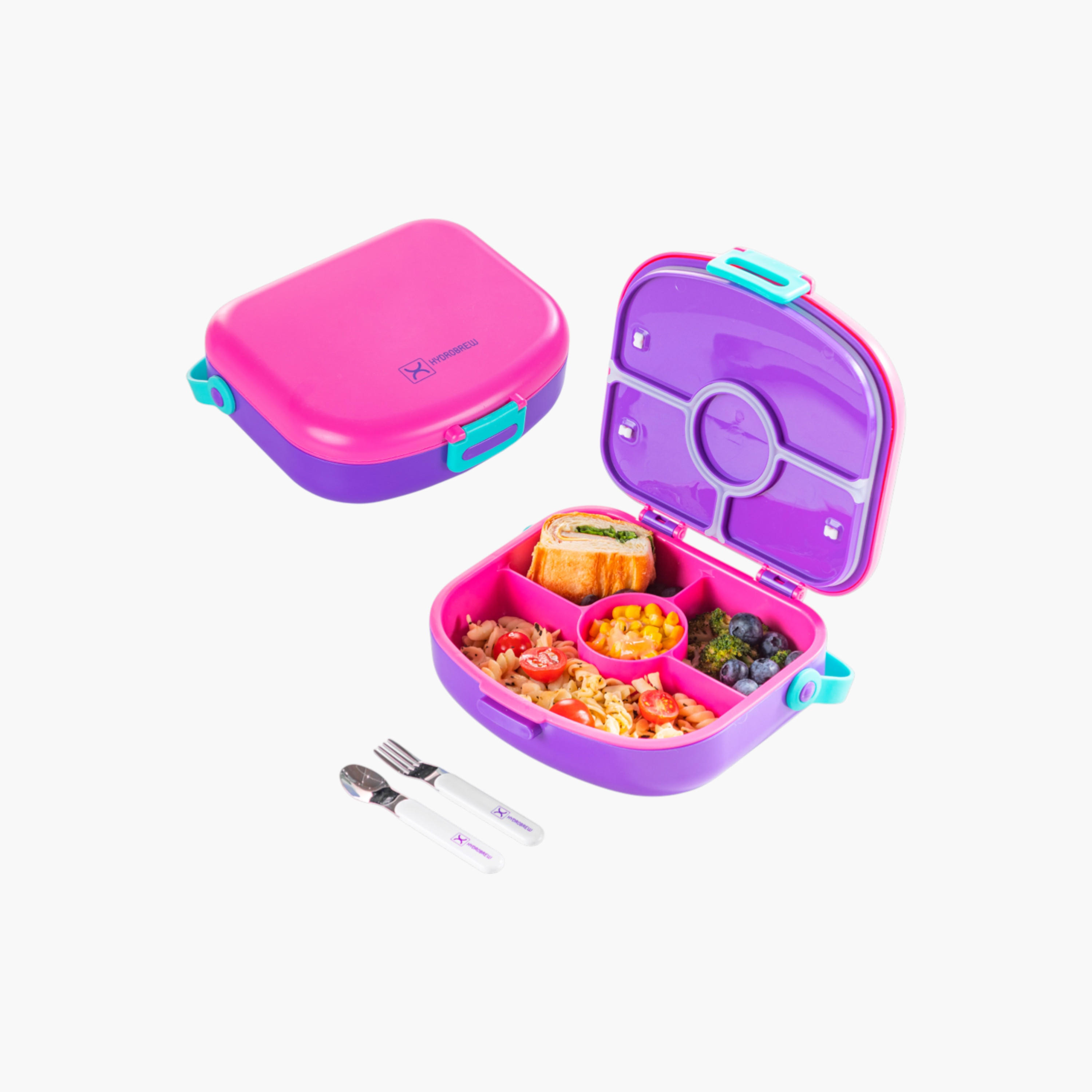 Hydrobrew Solid 4-Compartment Bento Lunch Box with Spoon and Fork-school-lunchessentials-lunchboxes-image-1