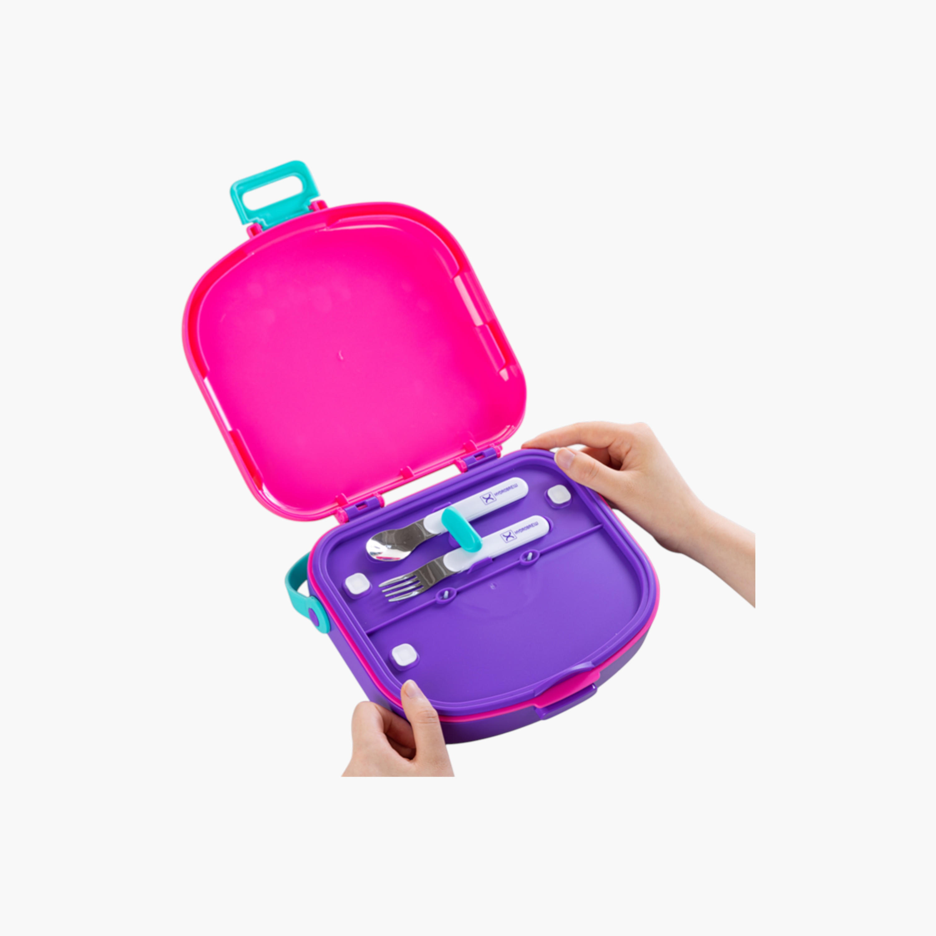 Hydrobrew Solid 4-Compartment Bento Lunch Box with Spoon and Fork-school-lunchessentials-lunchboxes-image-4