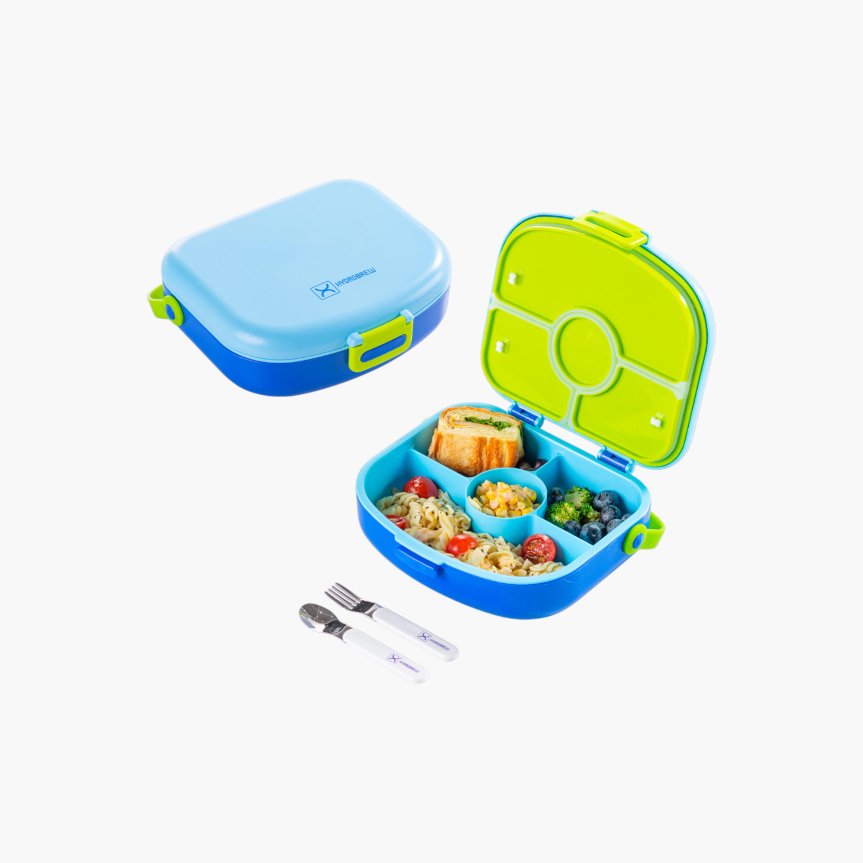 صندوق غداء بينتو سادة 4 أقسام مع ملعقة وشوكة من هايدروبرو-school-lunchessentials-lunchboxes-image-1
