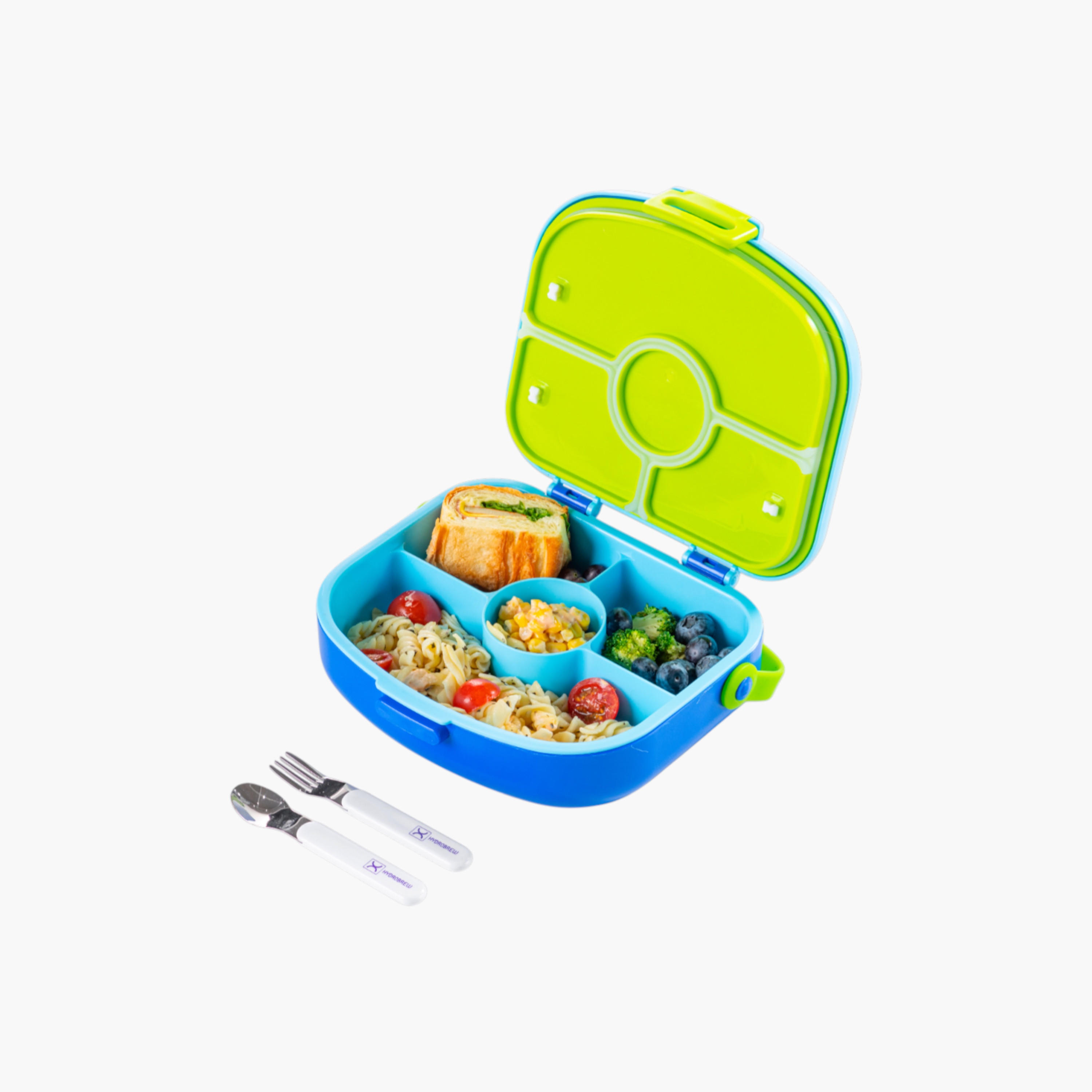 صندوق غداء بينتو سادة 4 أقسام مع ملعقة وشوكة من هايدروبرو-school-lunchessentials-lunchboxes-image-3